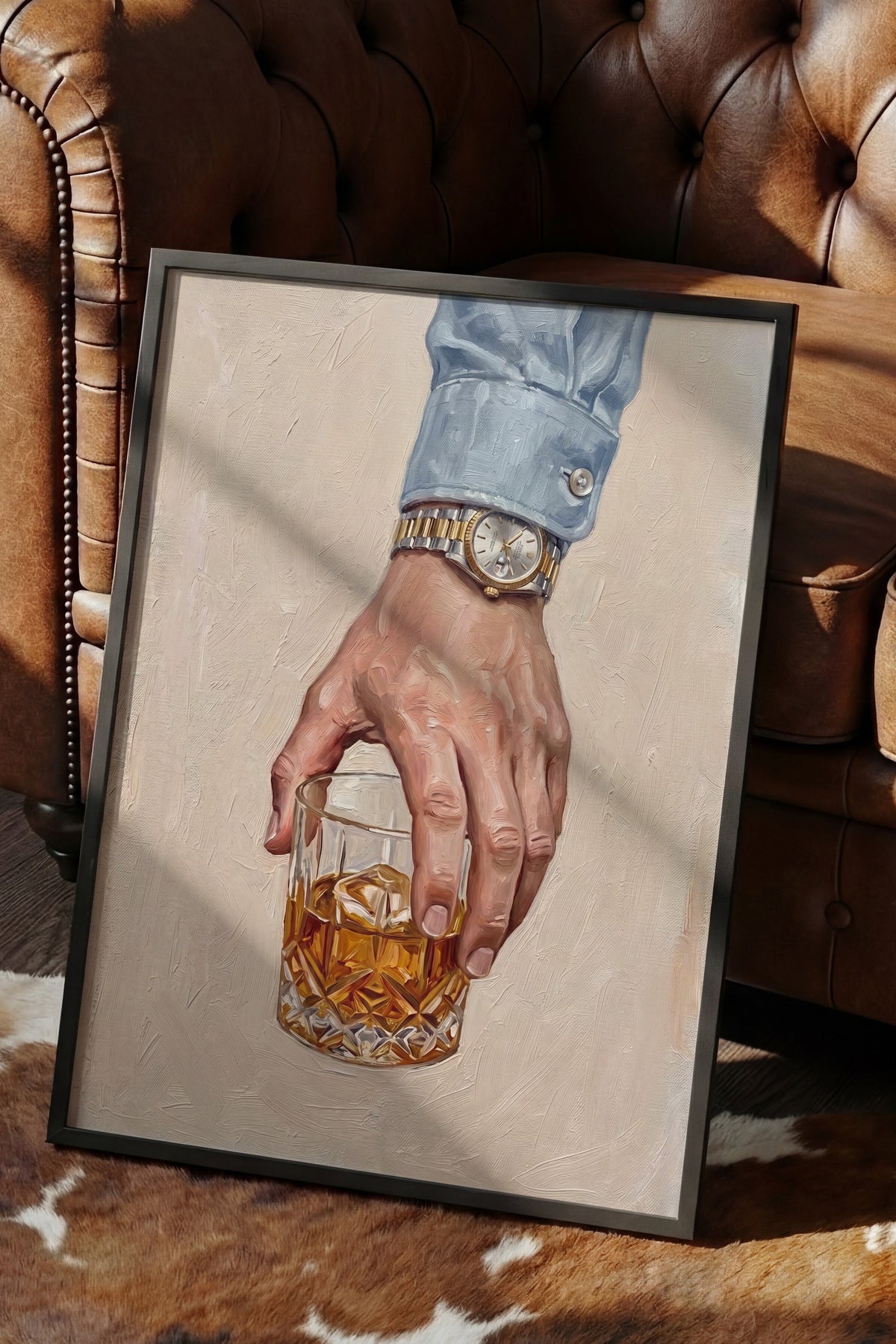 Saatli El ile İçecek Tutuşu Poster – Siyah Çerçeveli Tablo