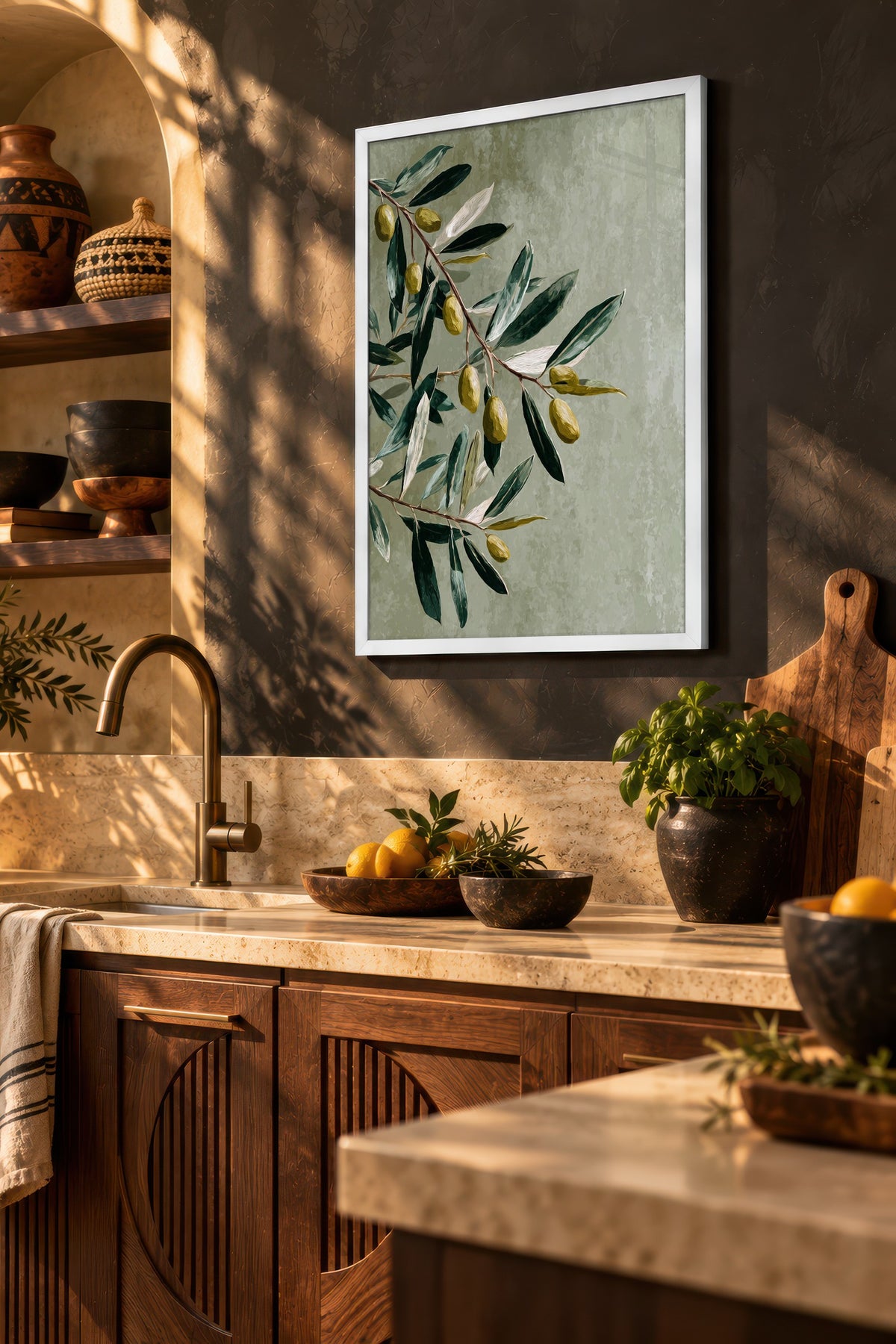Zeytin Dalı İllüstrasyonu Poster – Beyaz Çerçeveli Tablo