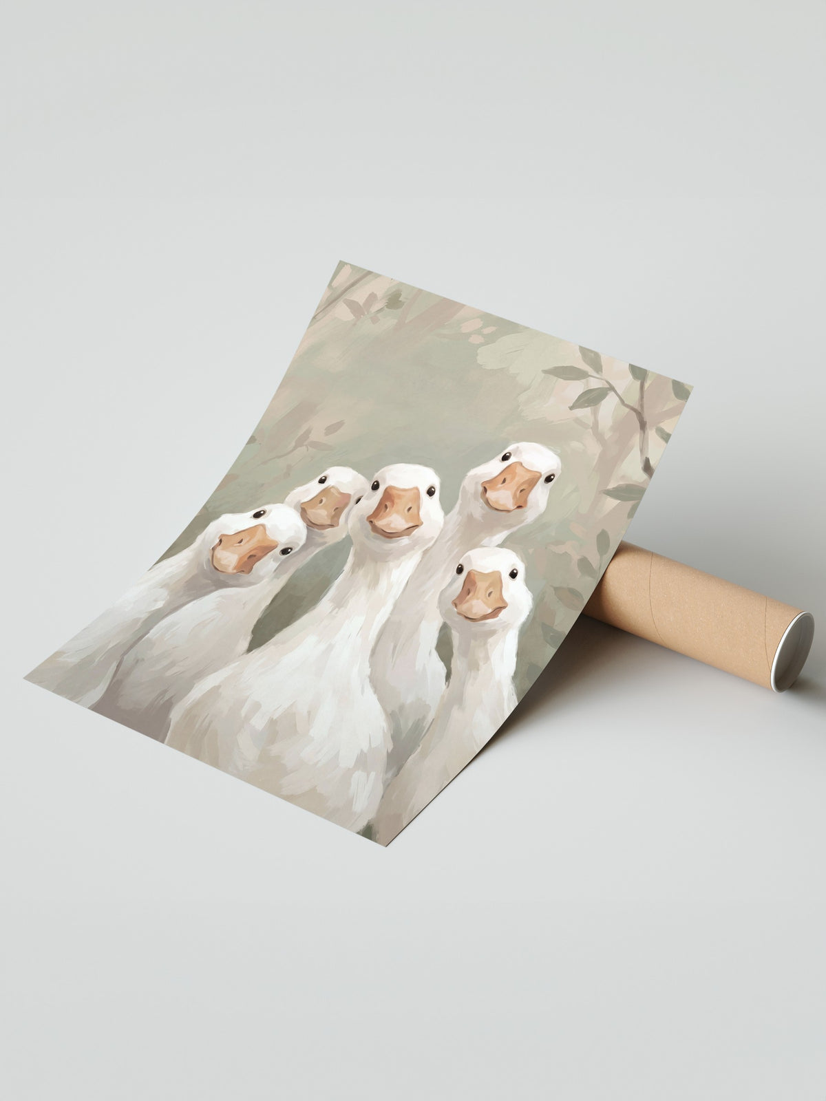 Eğlenceli Kazlar İllüstrasyonu Çerçevesiz Poster