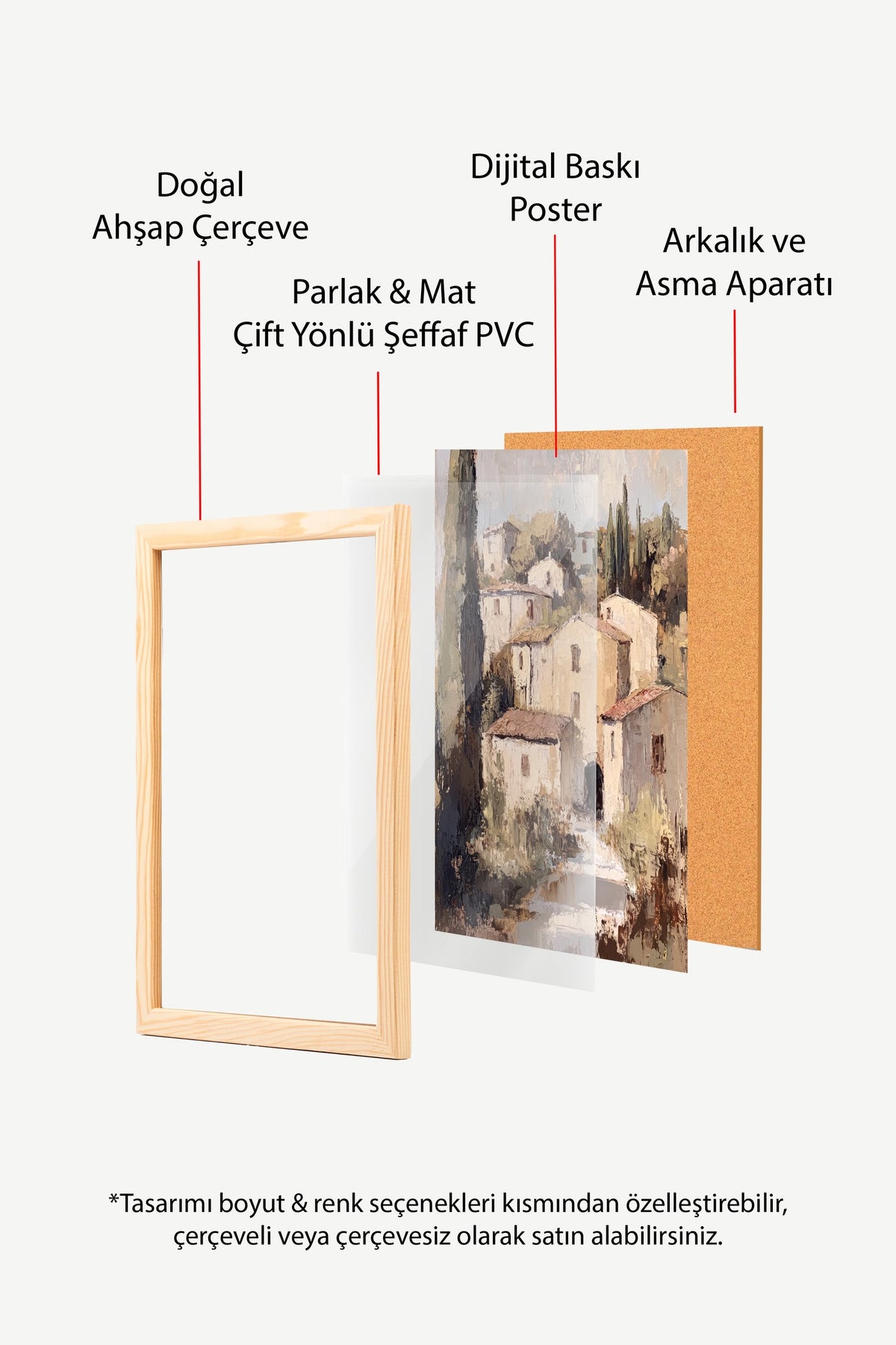 Kırsal Manzara Yağlı Boya Poster – Ahşap Çerçeveli Tablo