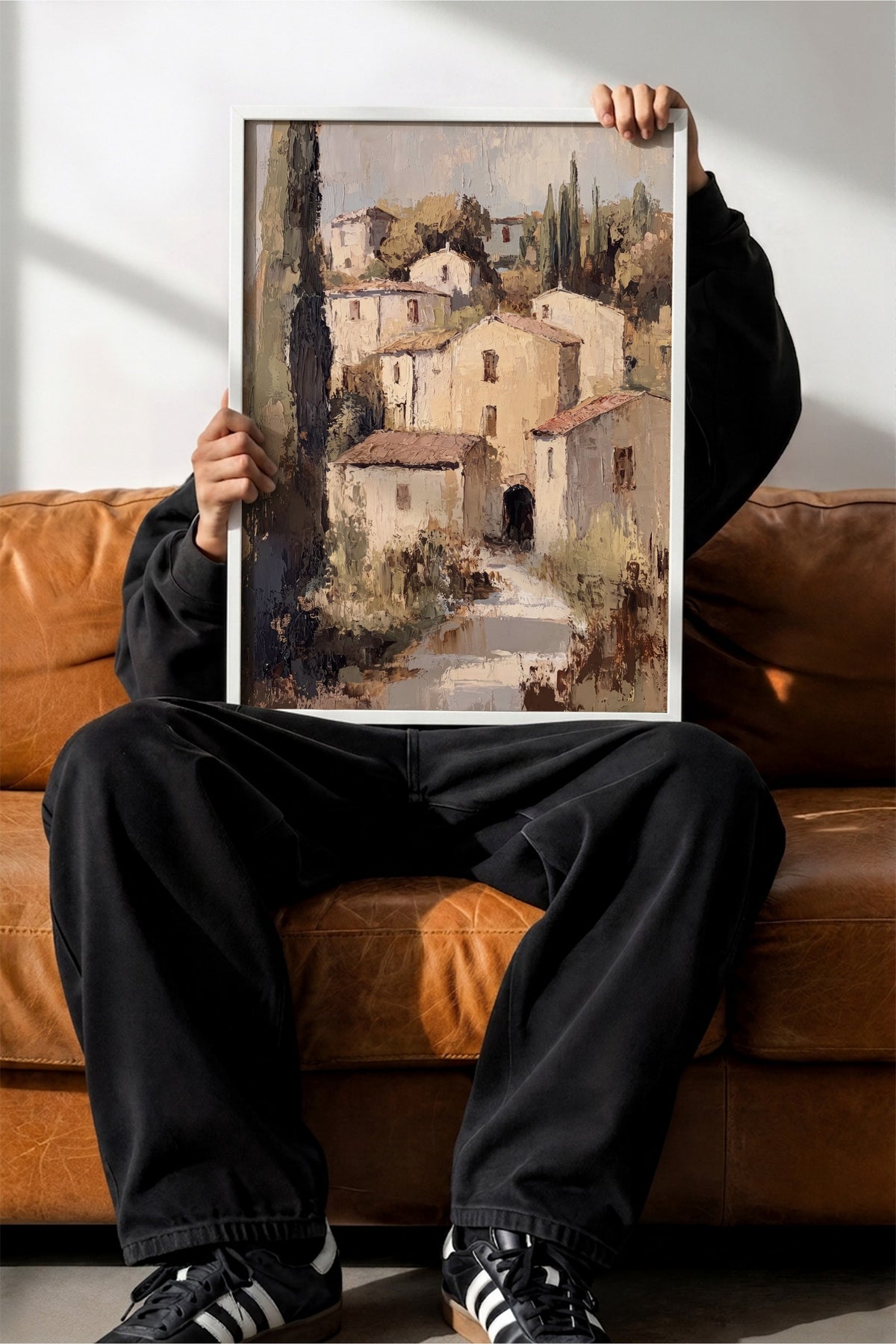 Kırsal Manzara Yağlı Boya Poster – Beyaz Çerçeveli Tablo
