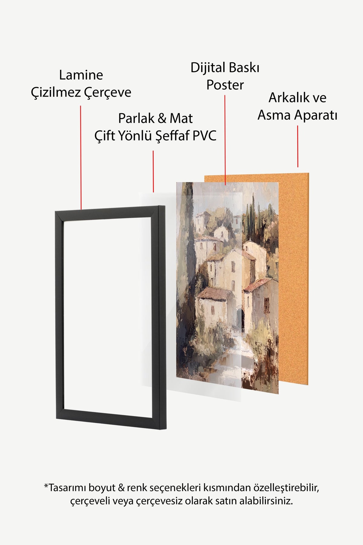 Kırsal Manzara Yağlı Boya Poster – Siyah Çerçeveli Tablo