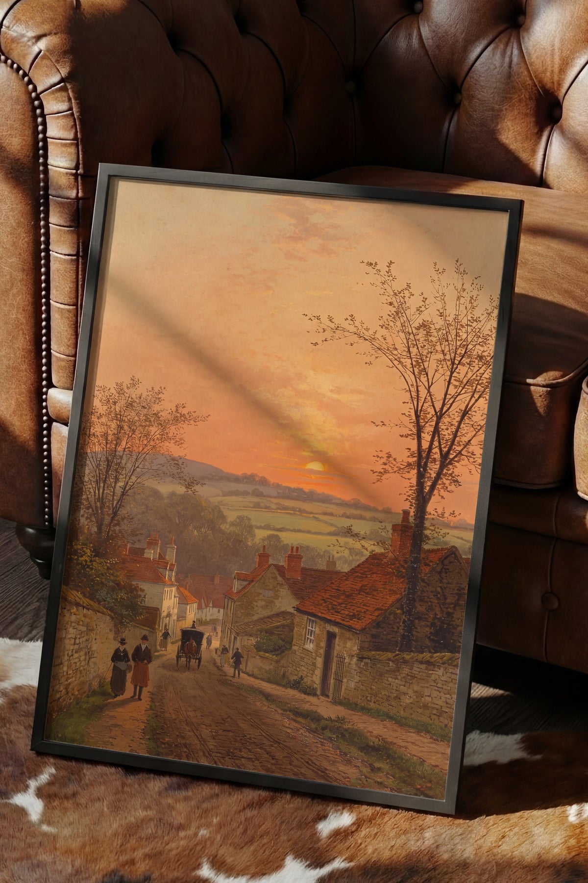 Köy Yolu Manzarası Poster – Siyah Çerçeveli Tablo