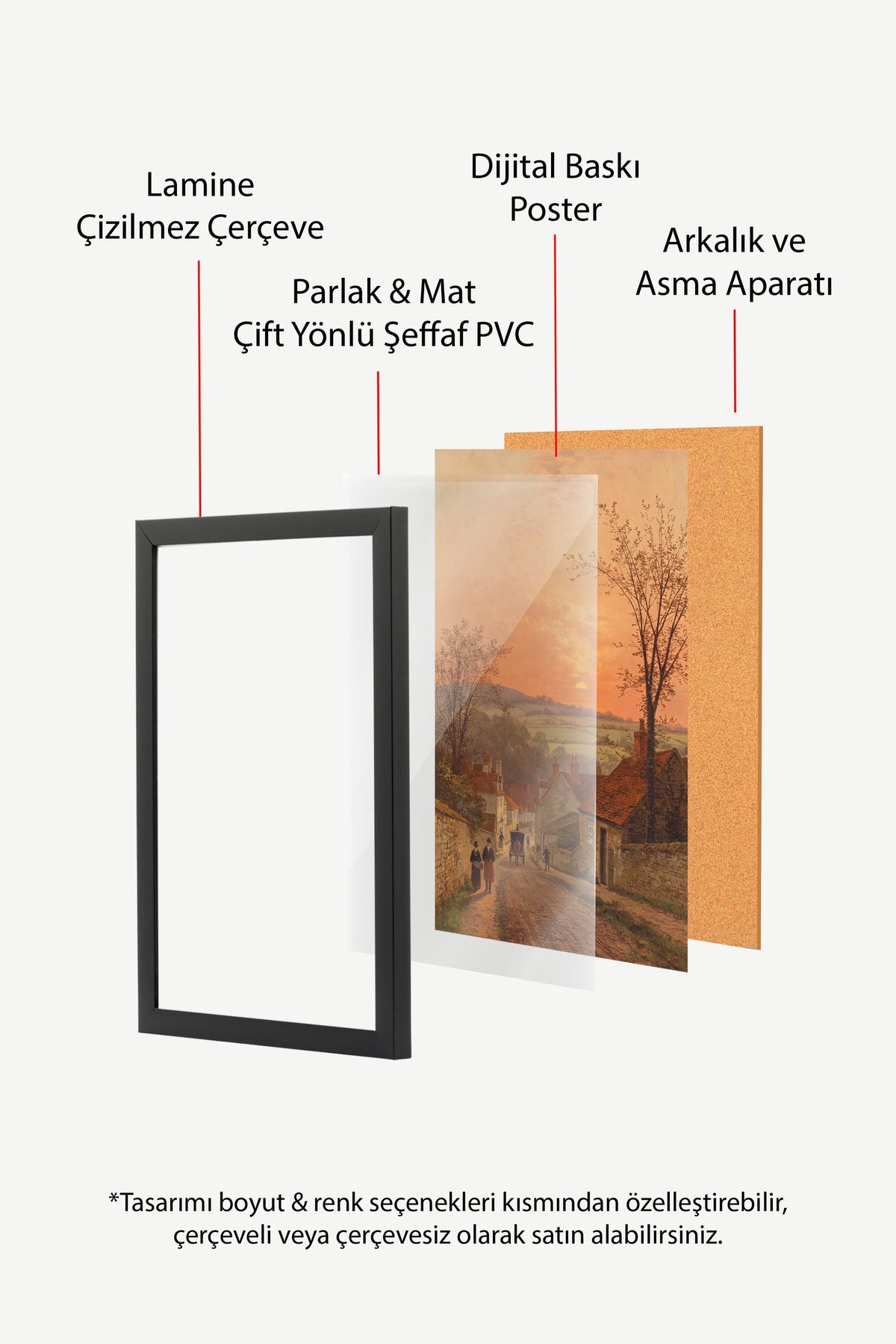 Köy Yolu Manzarası Poster – Siyah Çerçeveli Tablo