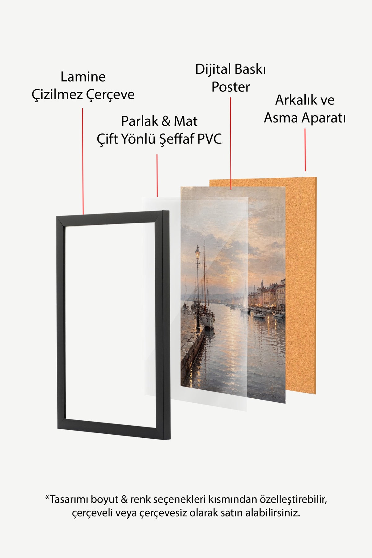 Gün Batımında Liman Manzarası Poster – Siyah Çerçeveli Tablo