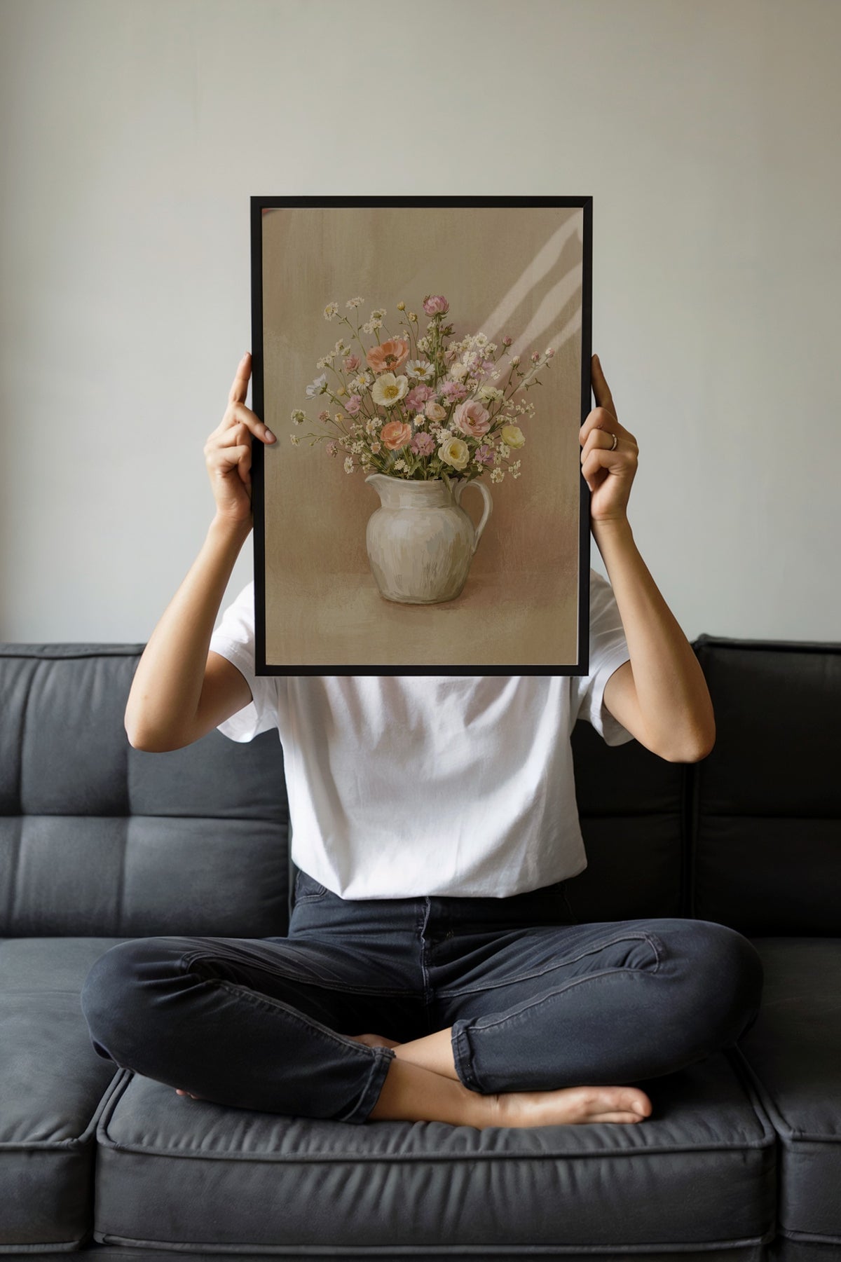 Vazo İçinde Çiçek Demeti Poster – Siyah Çerçeveli Tablo