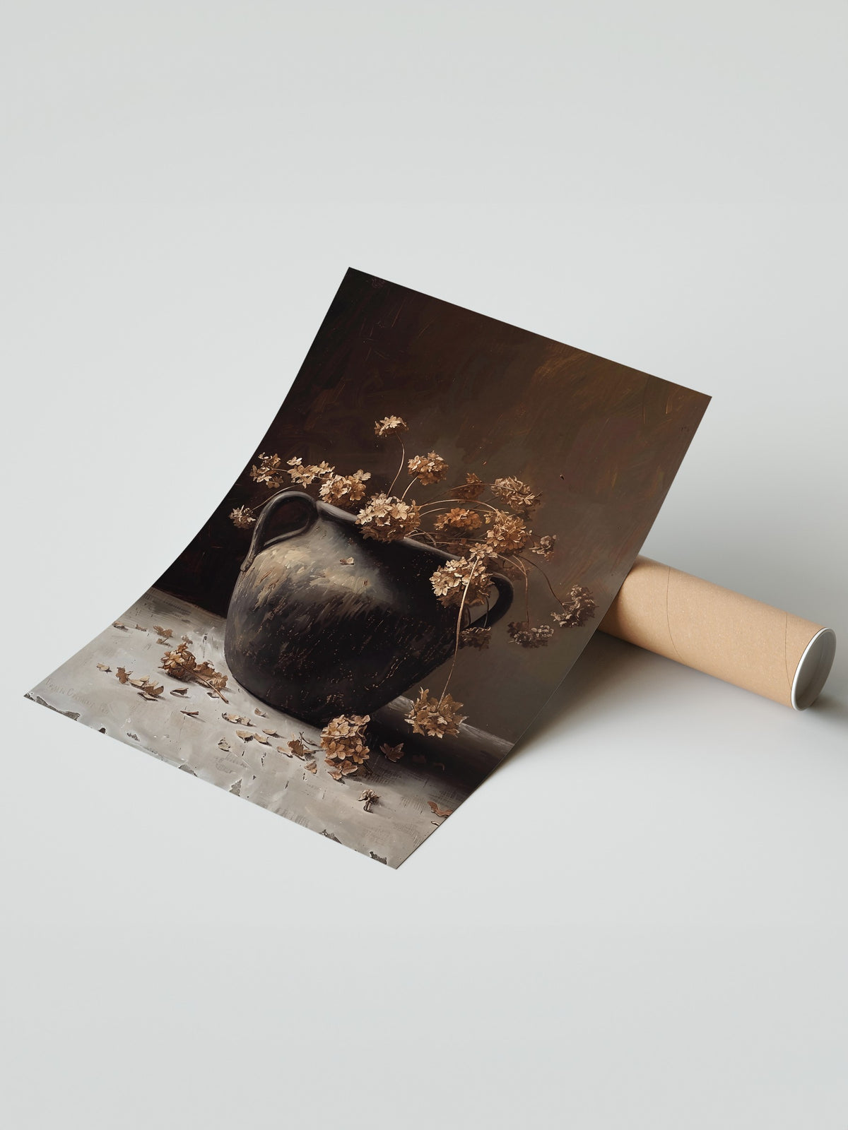 Kuru Çiçeklerle Antik Vazo Çerçevesiz Poster
