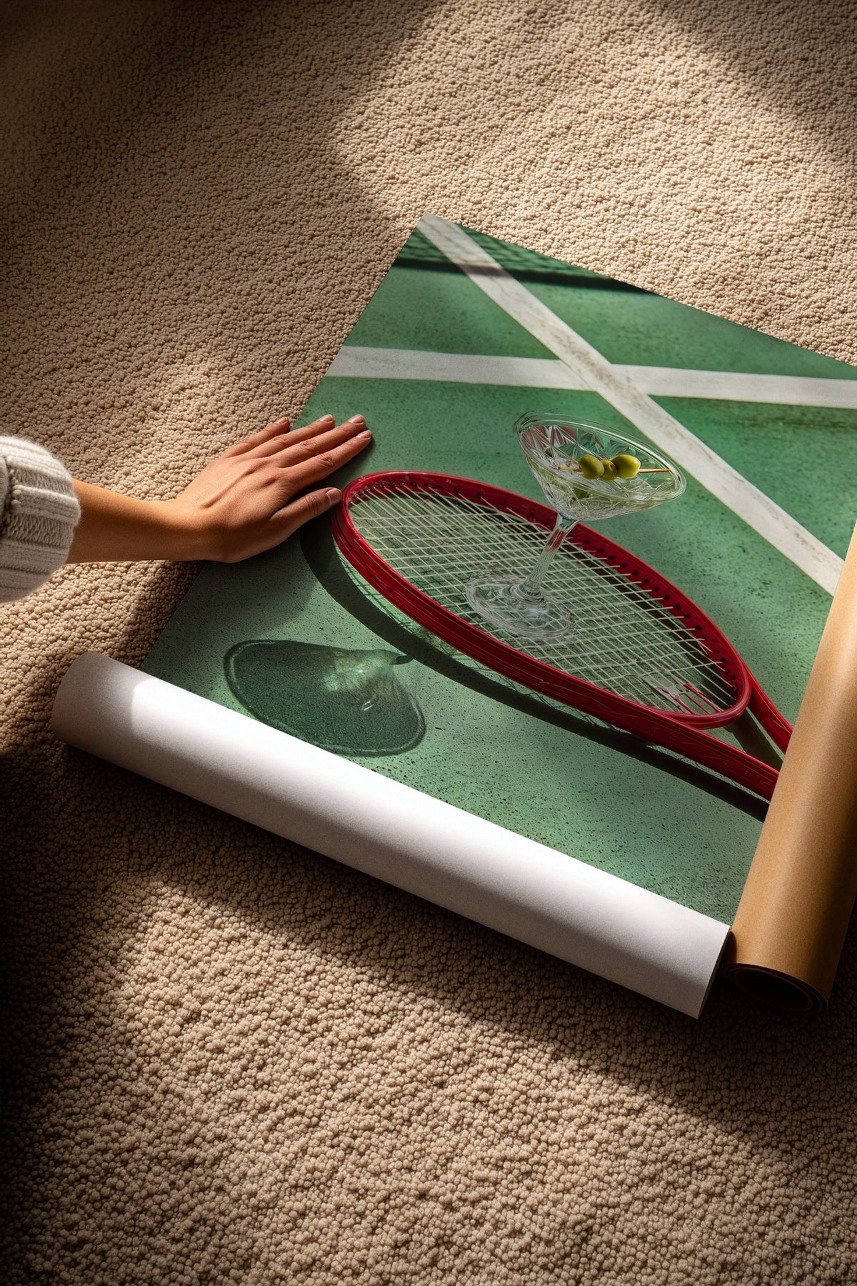 Tenis Kortunda Kokteyl Çerçevesiz Poster