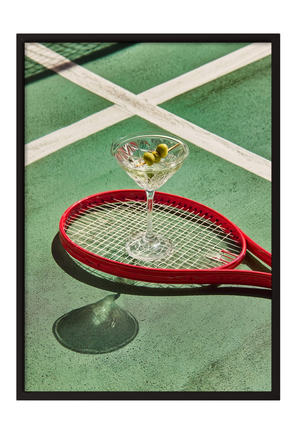 Tenis Kortunda Kokteyl Poster – Siyah Çerçeveli Tablo