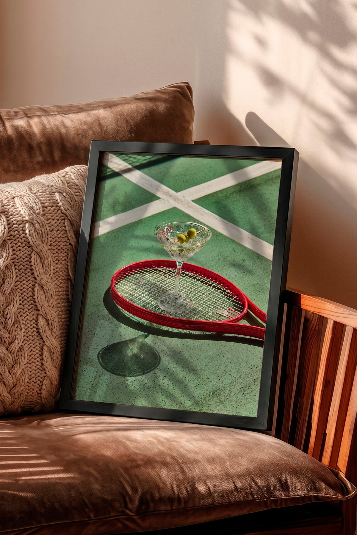 Tenis Kortunda Kokteyl Poster – Siyah Çerçeveli Tablo