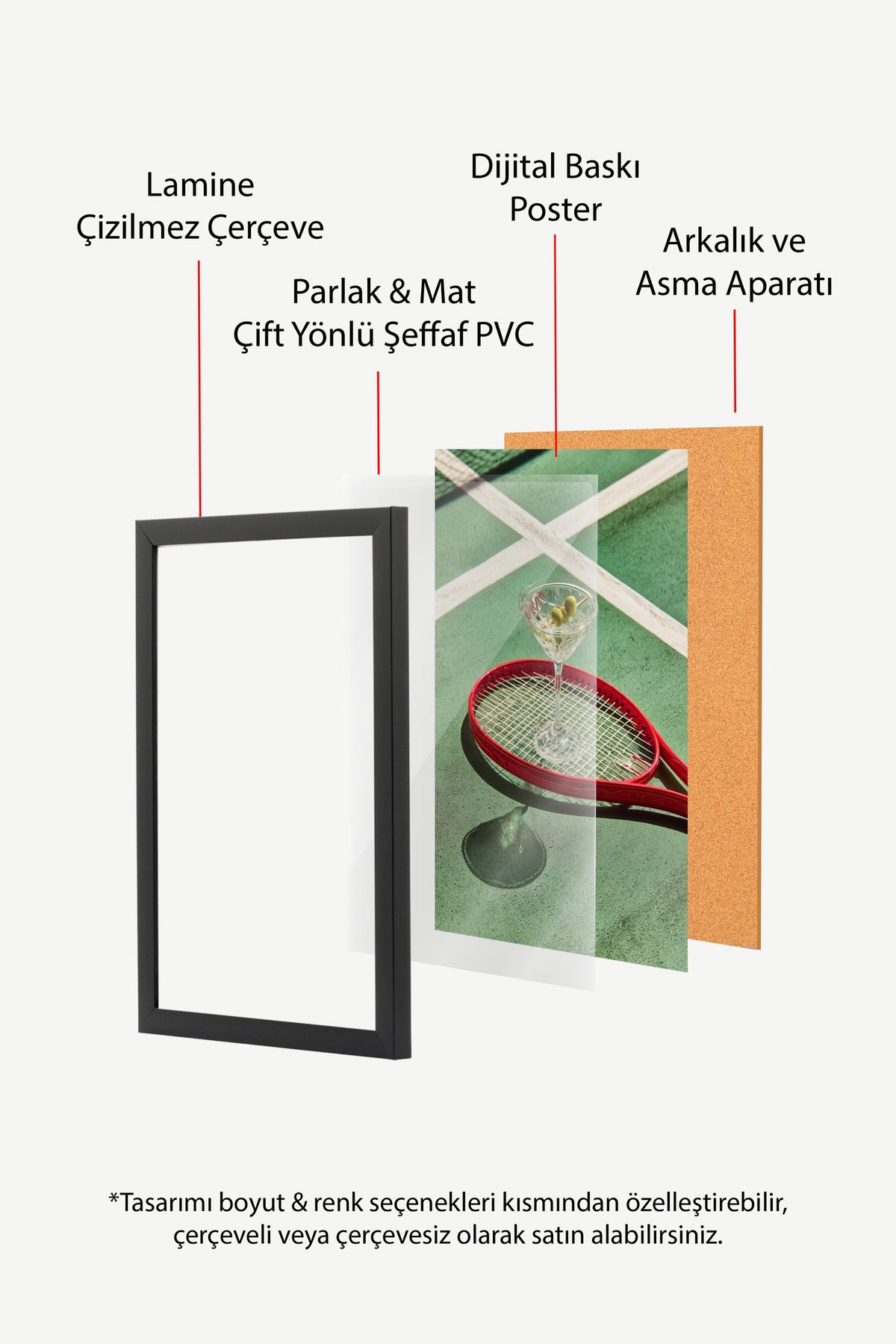 Tenis Kortunda Kokteyl Poster – Siyah Çerçeveli Tablo