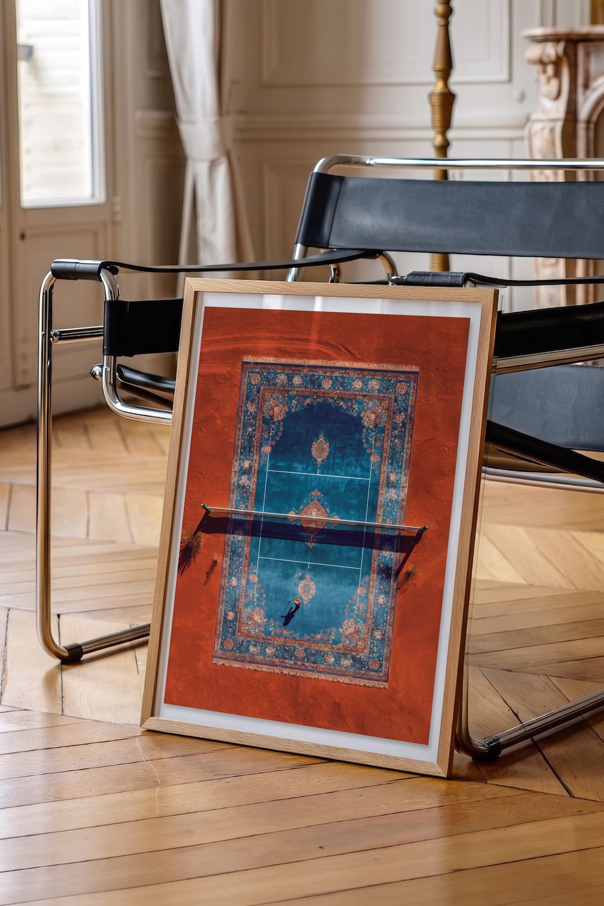 Tepeden Halı Tenis Sahası Poster – Ahşap Çerçeveli Tablo