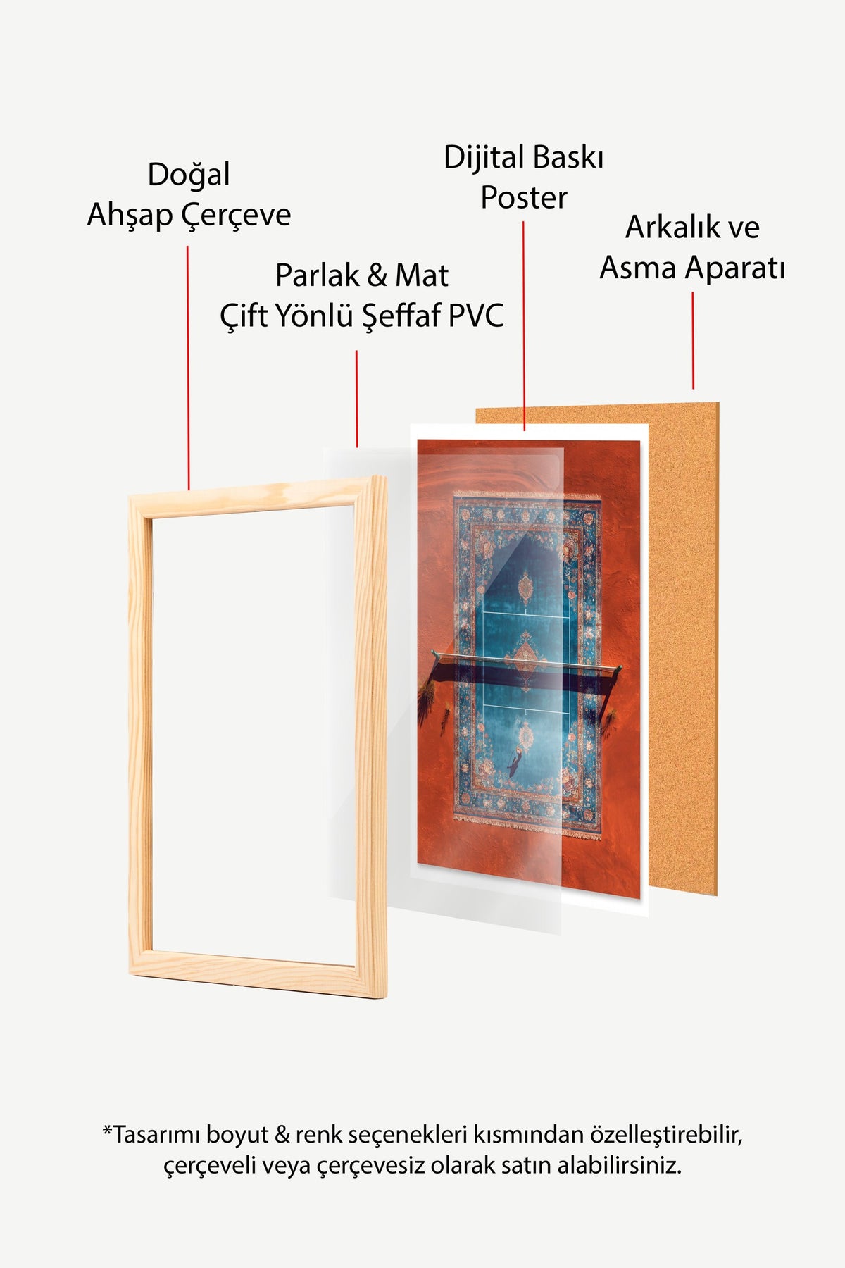 Tepeden Halı Tenis Sahası Poster – Ahşap Çerçeveli Tablo