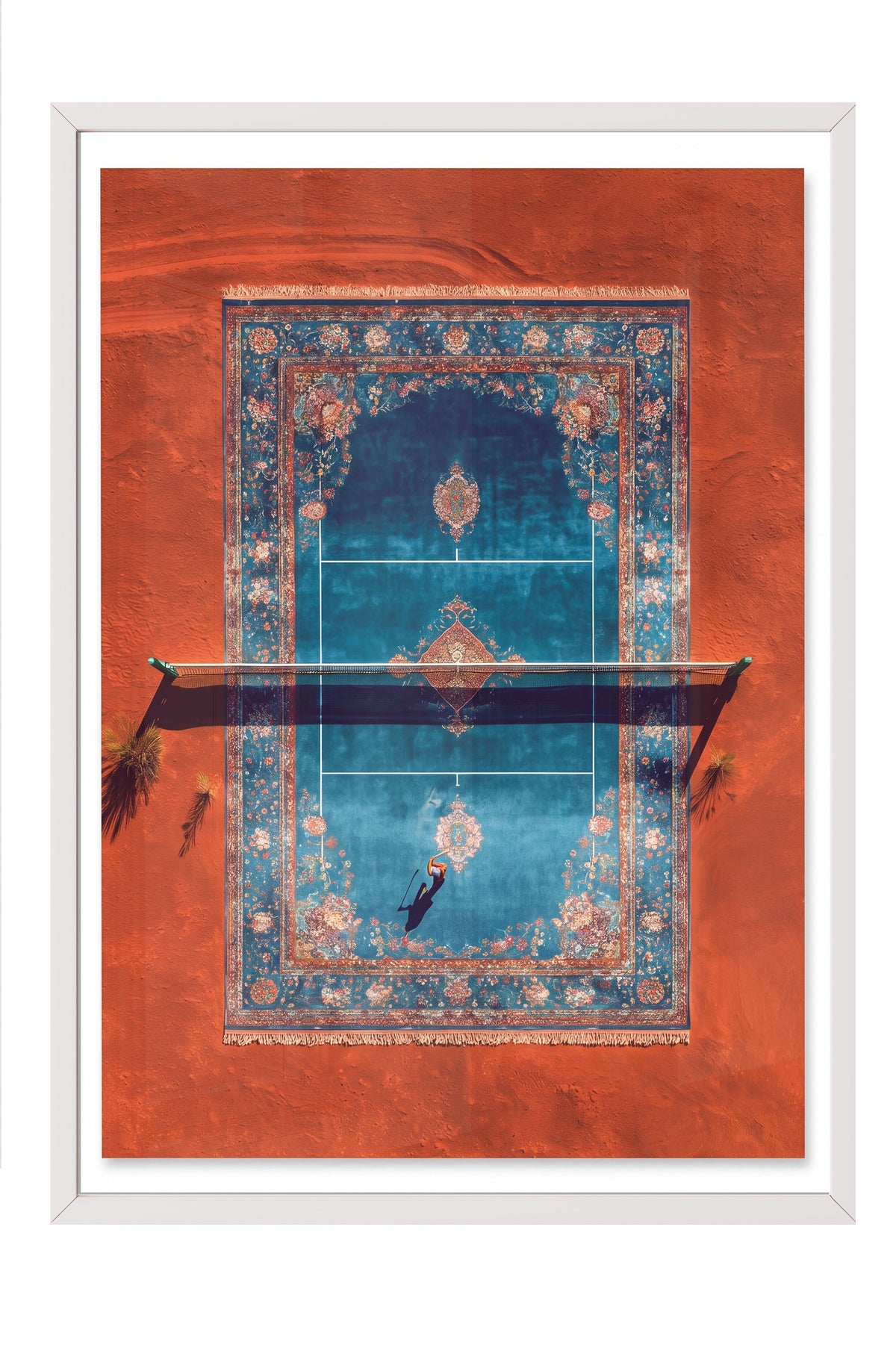 Tepeden Halı Tenis Sahası Poster – Beyaz Çerçeveli Tablo