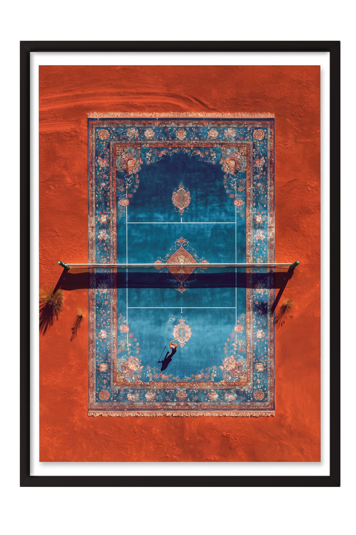 Tepeden Halı Tenis Sahası Poster – Siyah Çerçeveli Tablo