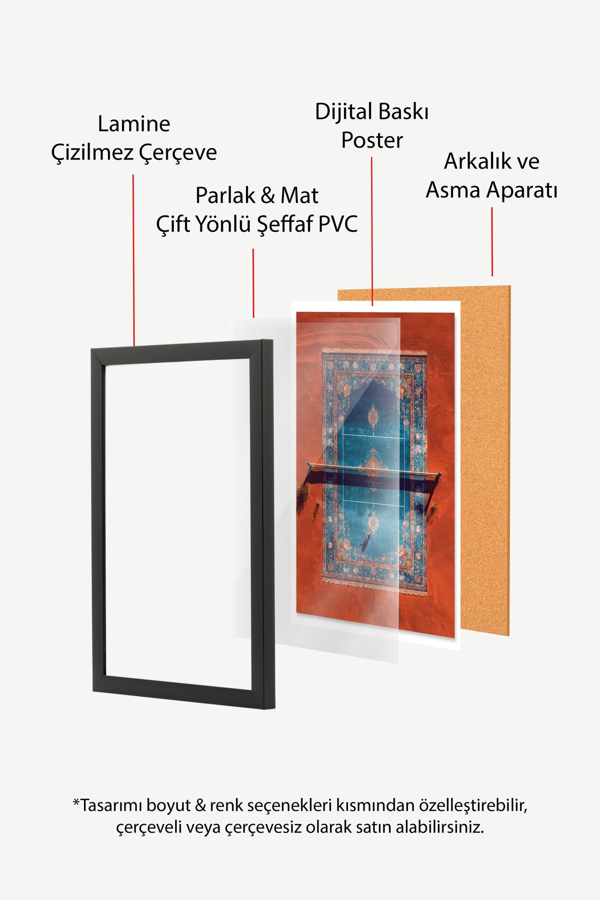Tepeden Halı Tenis Sahası Poster – Siyah Çerçeveli Tablo