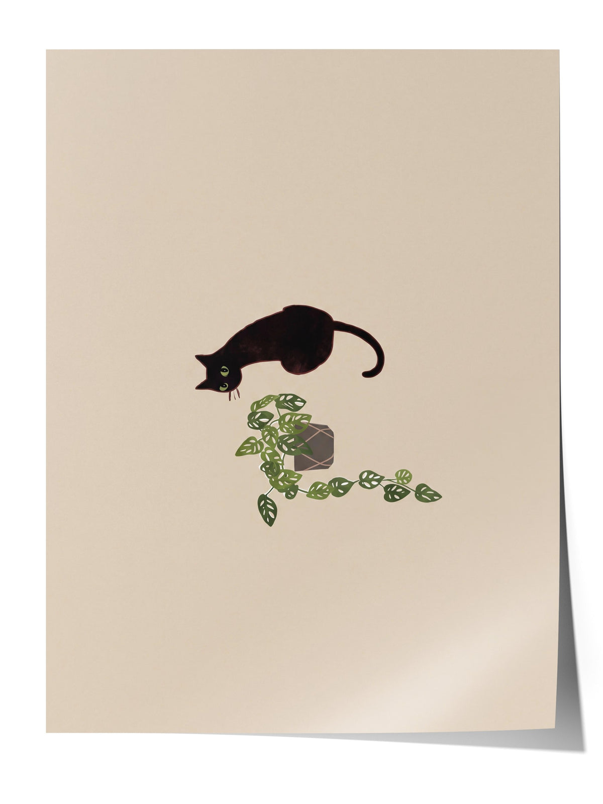 Bitkiyle Oynayan Kedi Çerçevesiz Poster