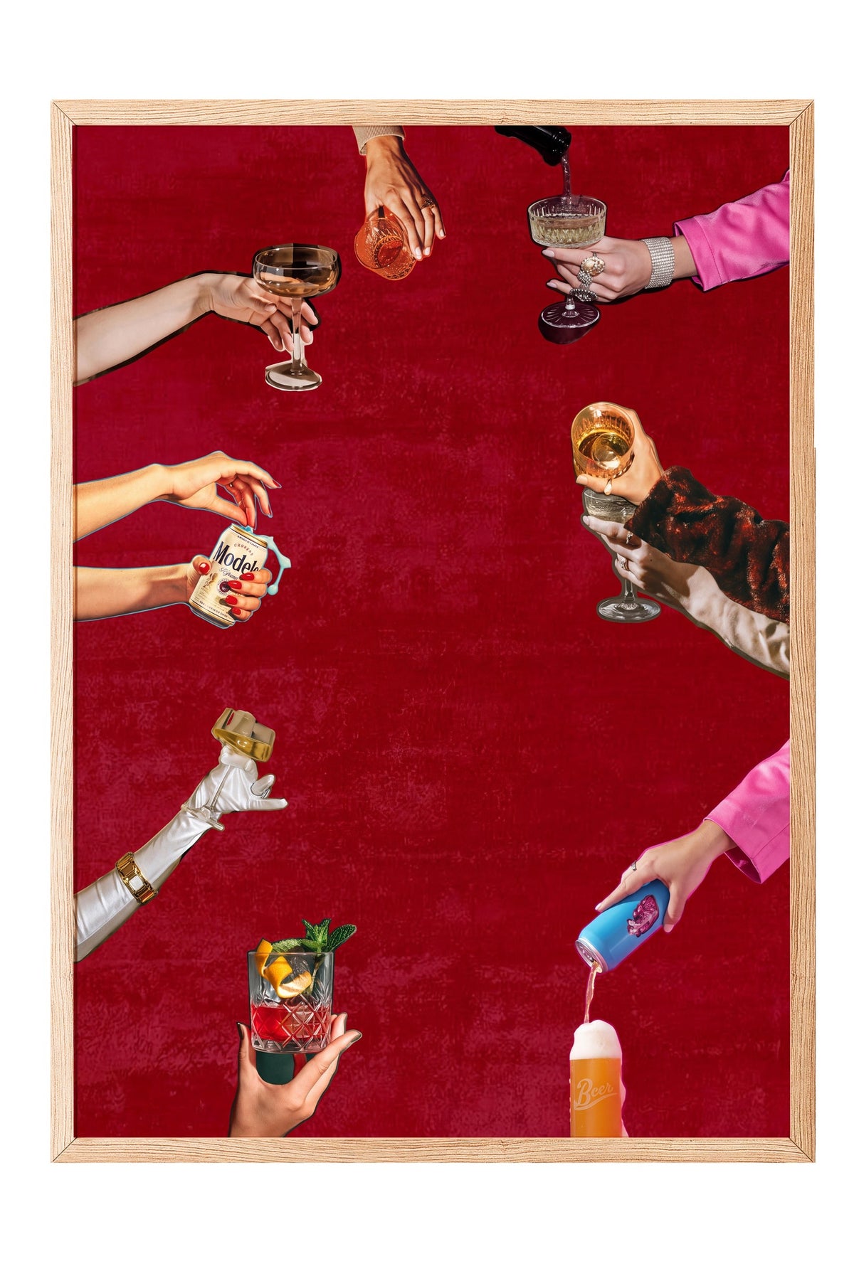 Retro Tarzda İçecek Sunumu Poster – Ahşap Çerçeveli Tablo