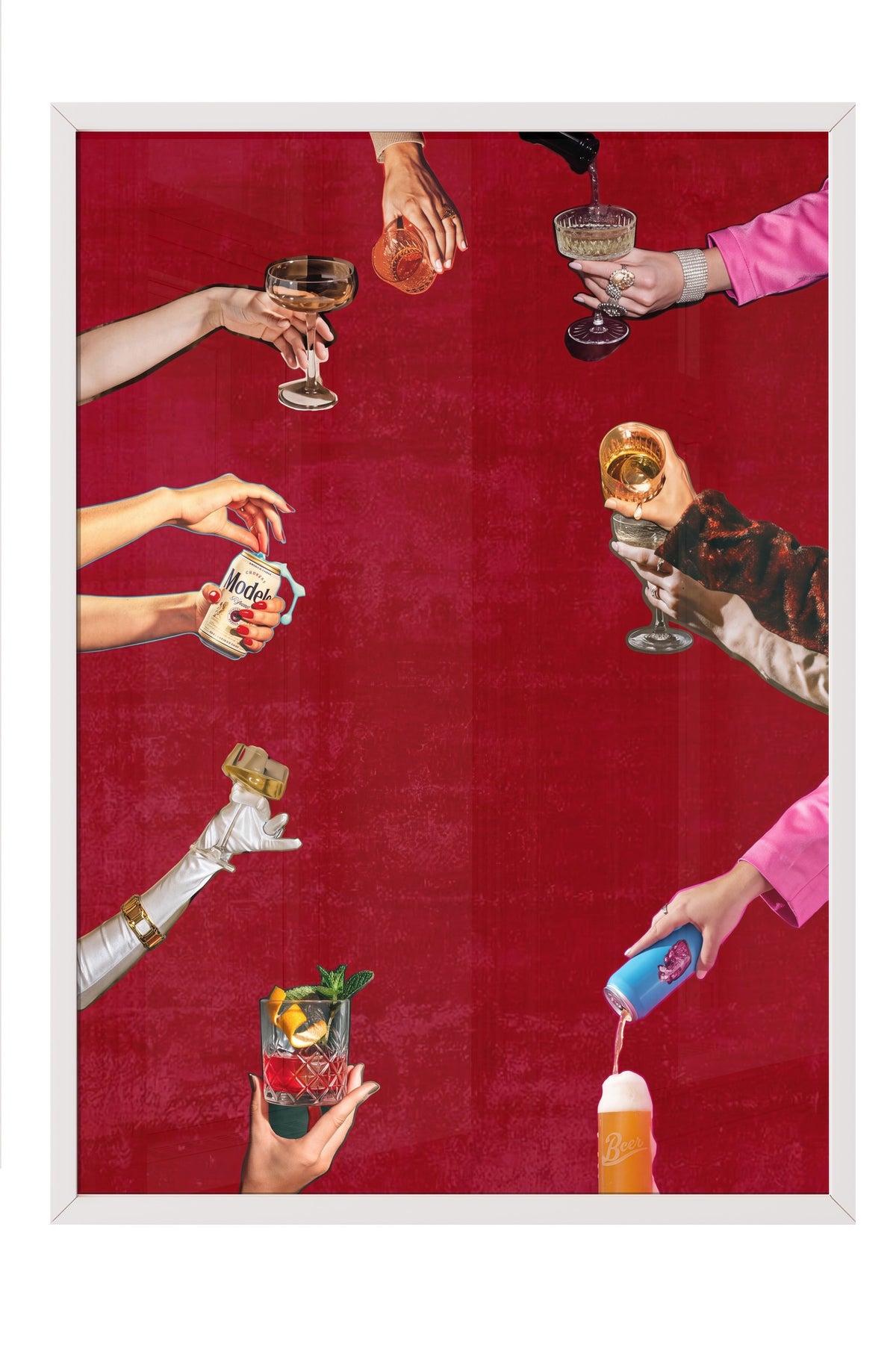Retro Tarzda İçecek Sunumu Poster – Beyaz Çerçeveli Tablo