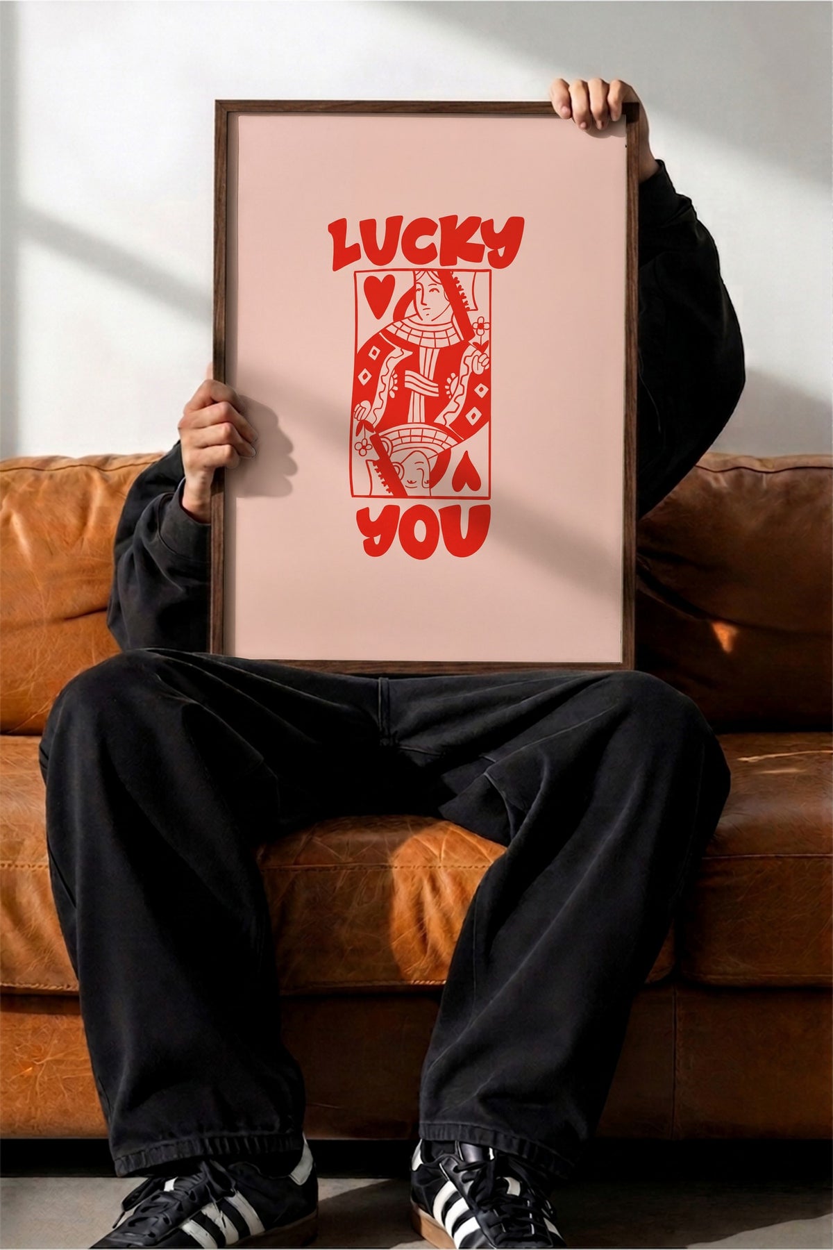 LUCKY YOU Poster – Kahverengi Çerçeveli Tablo