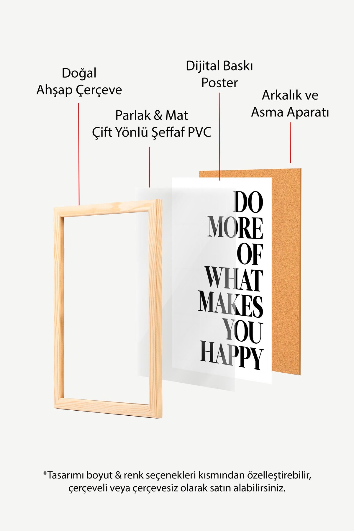 DO MORE OF WHAT MAKES YOU HAPPY Poster – Ahşap Çerçeveli Tablo