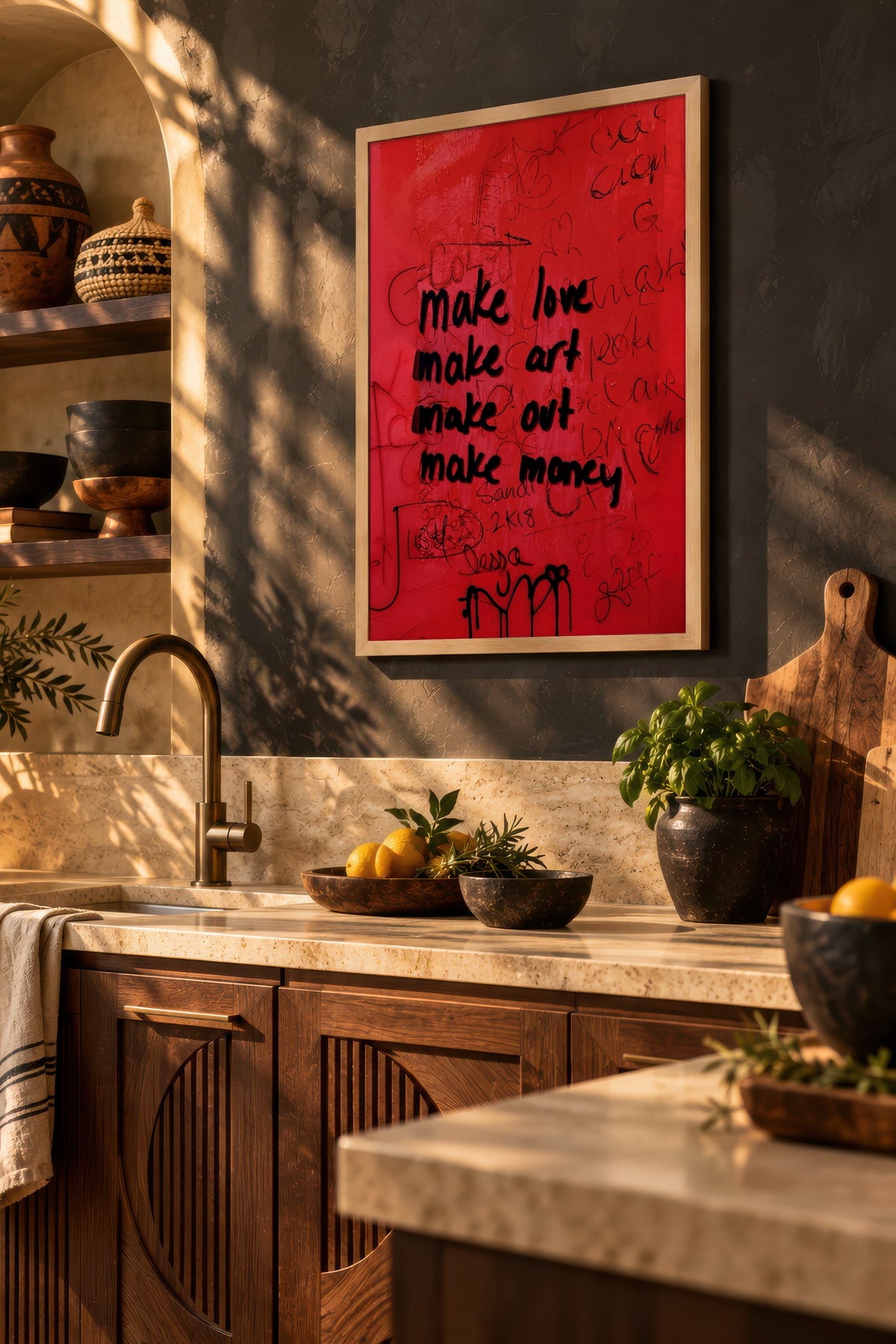 make love make art make out make money Poster – Ahşap Çerçeveli Tablo
