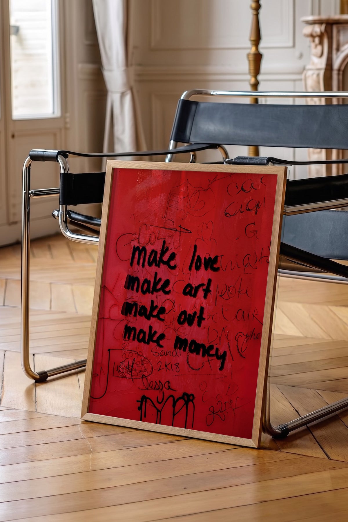 make love make art make out make money Poster – Ahşap Çerçeveli Tablo