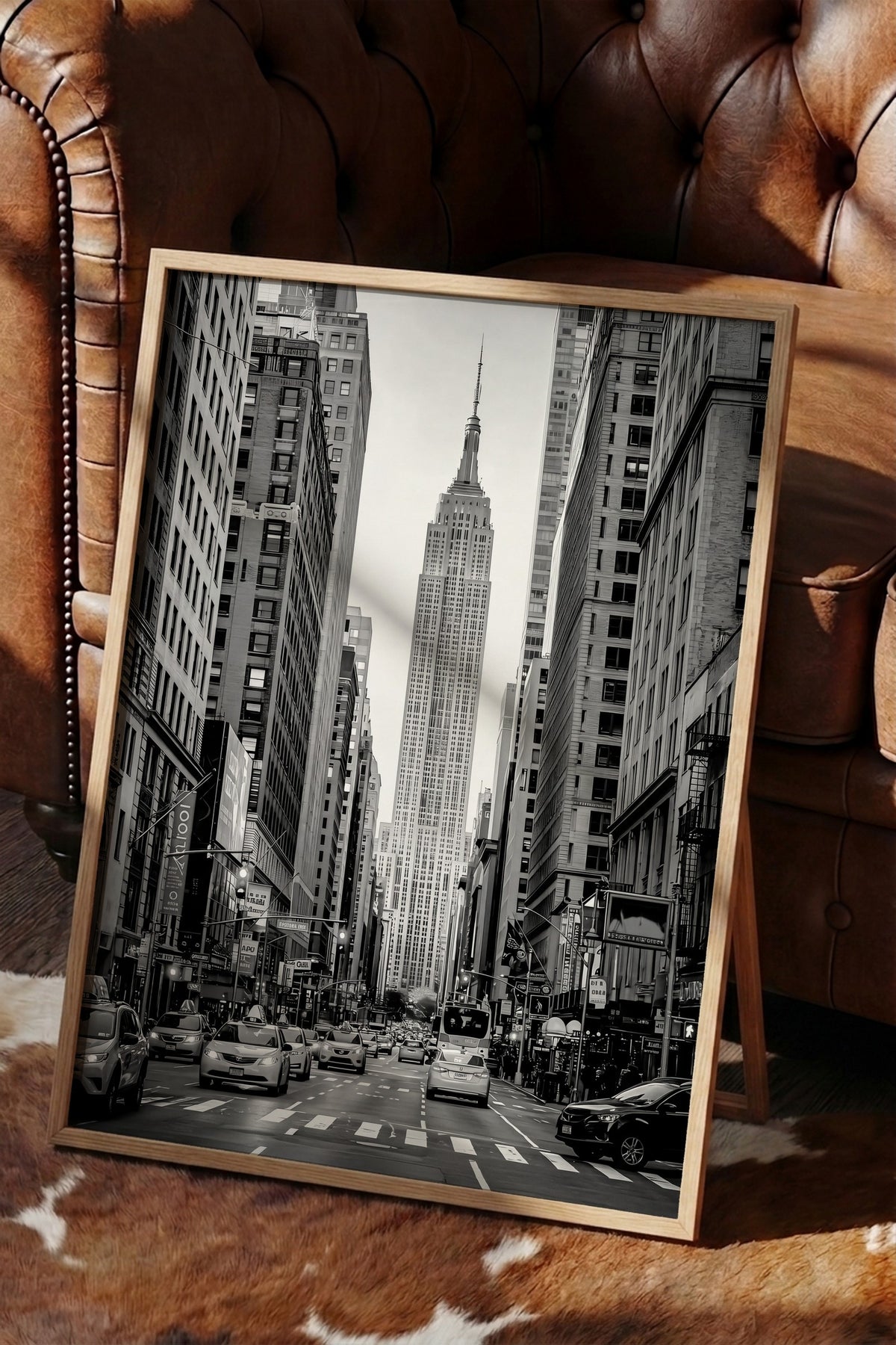 Şehir Manzarası ve Empire State Binası Poster – Ahşap Çerçeveli Tablo