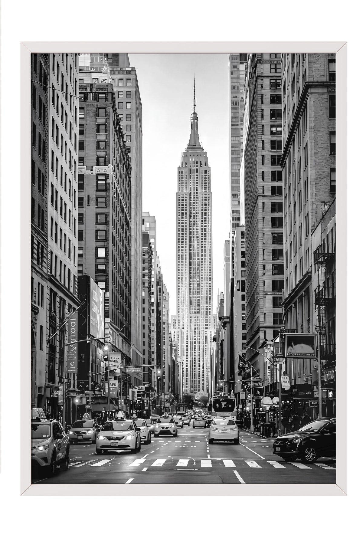 Şehir Manzarası ve Empire State Binası Poster – Beyaz Çerçeveli Tablo