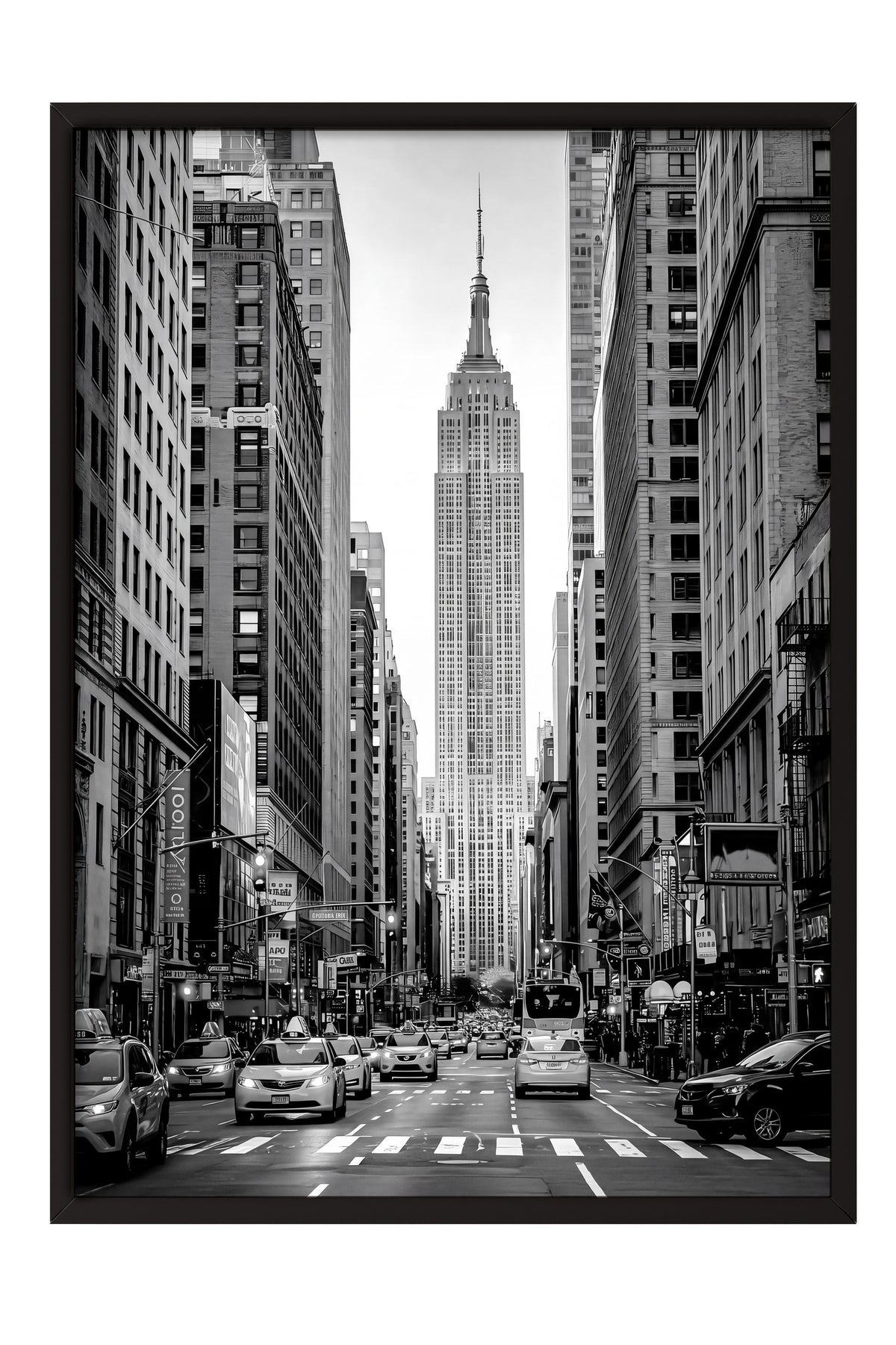 Şehir Manzarası ve Empire State Binası Poster – Siyah Çerçeveli Tablo