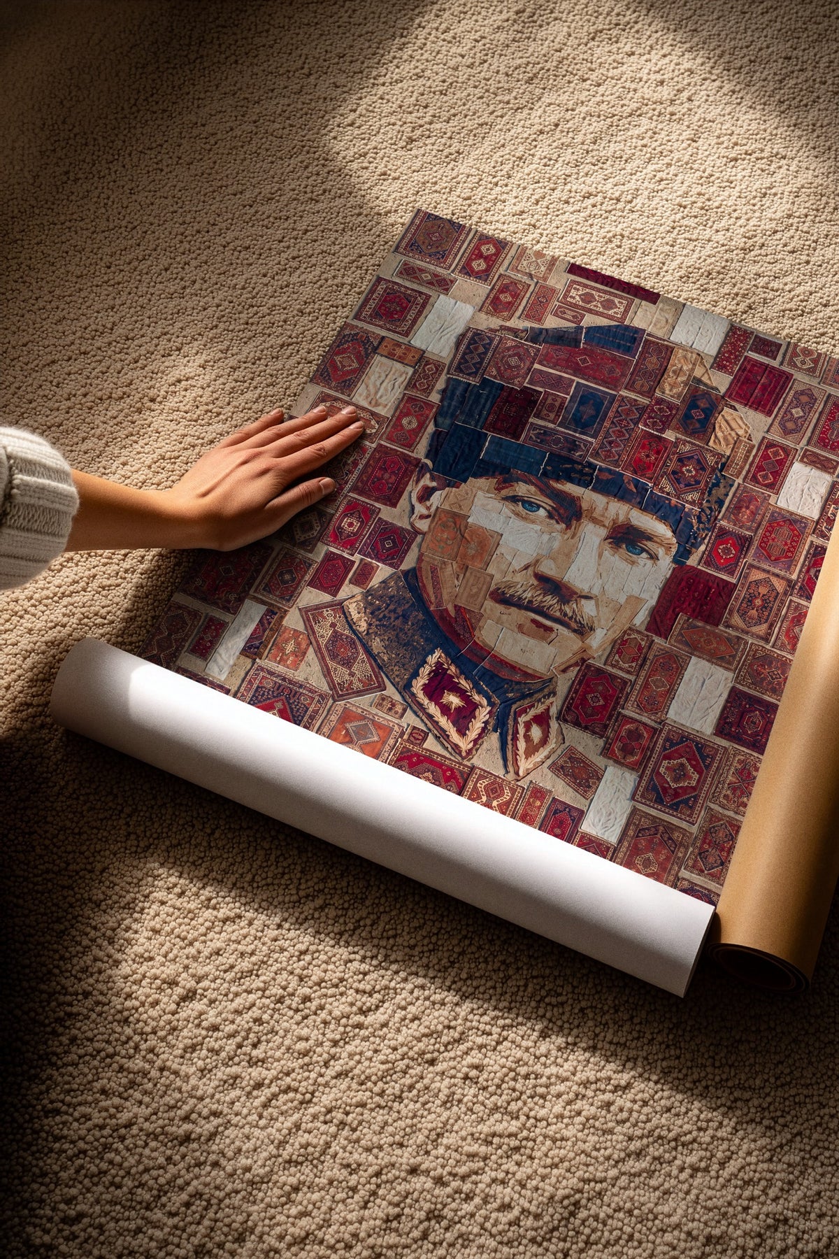 Halı Desenli Atatürk Portresi Çerçevesiz Poster