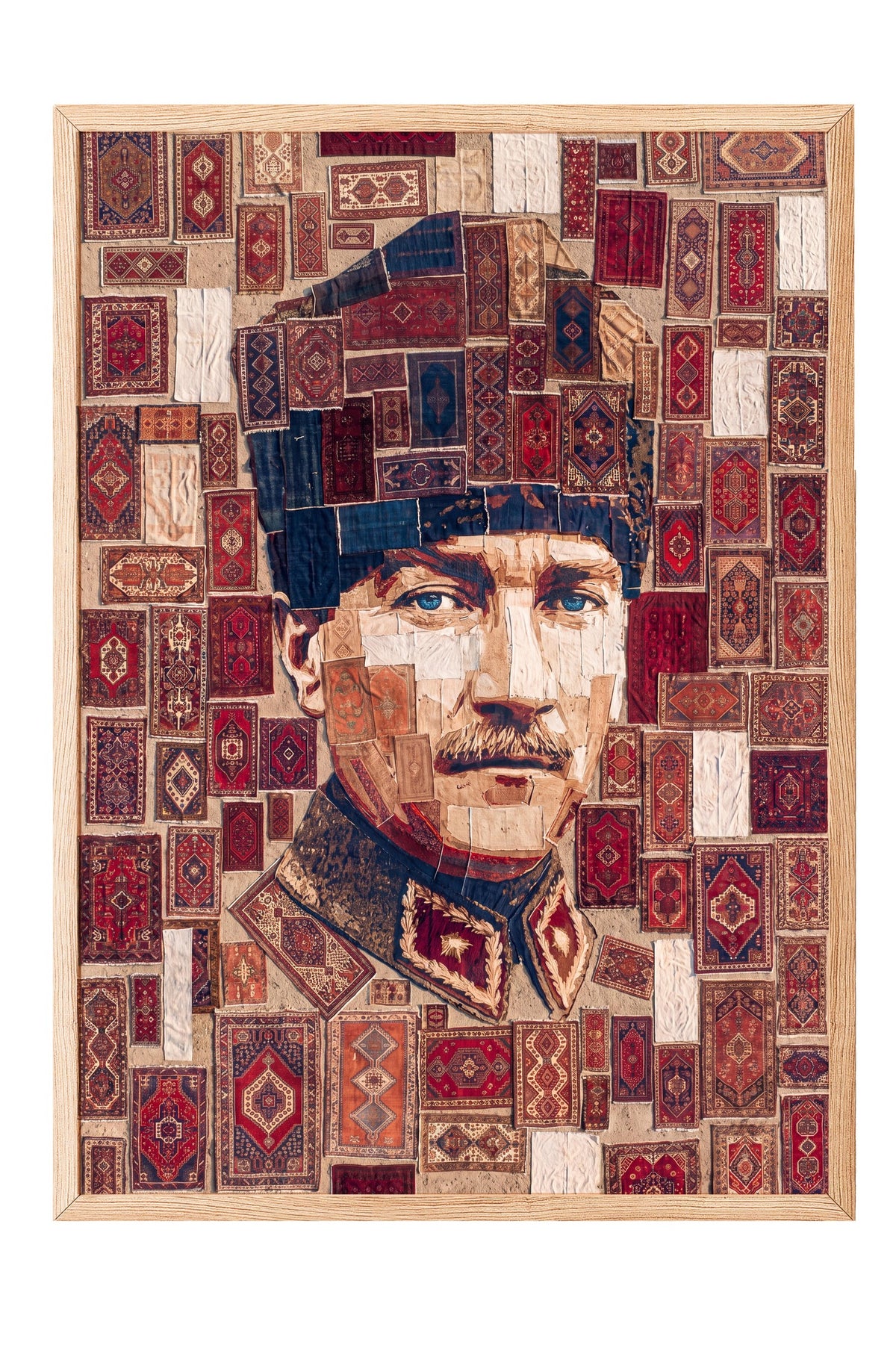 Halı Desenli Atatürk Portresi Poster – Ahşap Çerçeveli Tablo