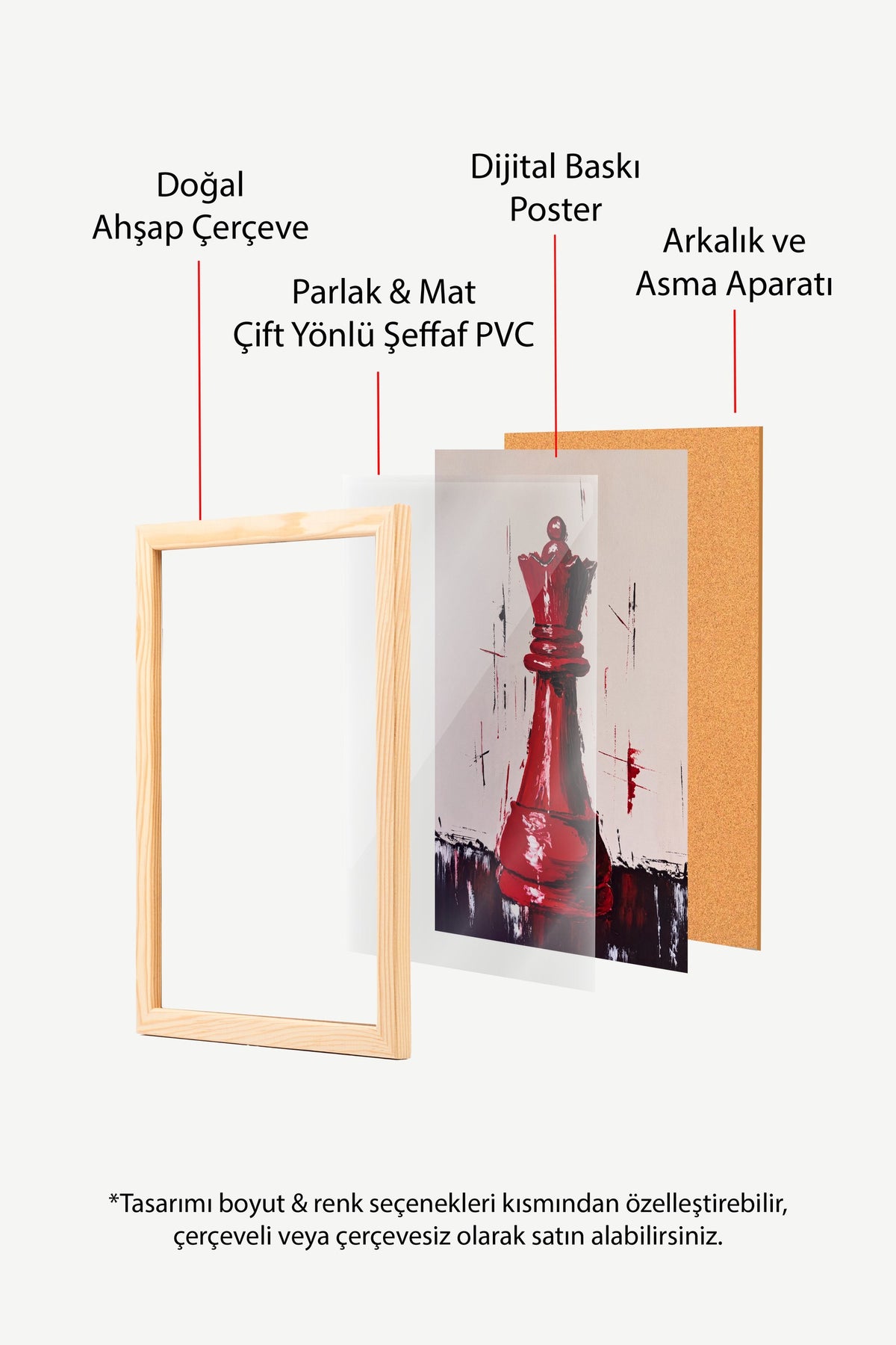 Kırmızı Satranç Veziri Poster – Ahşap Çerçeveli Tablo