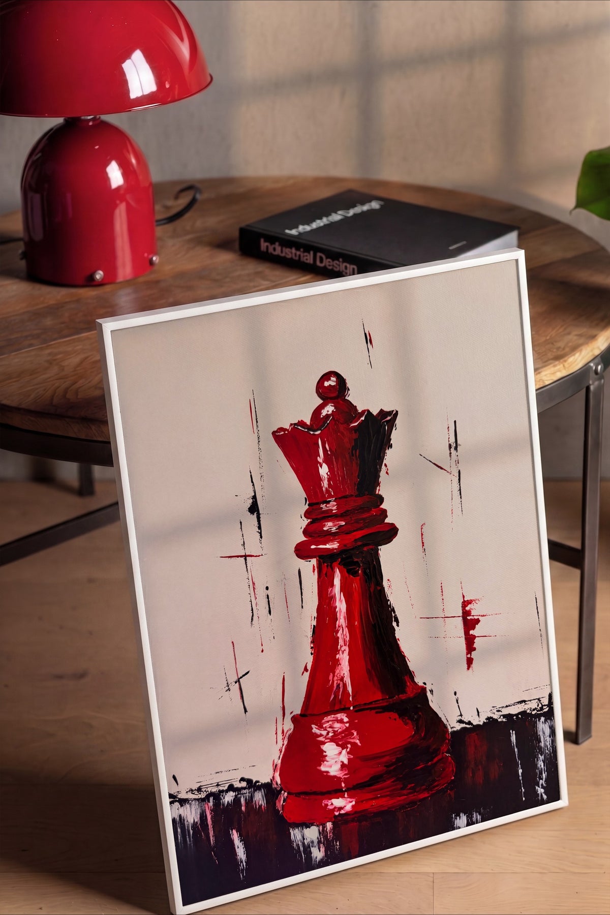 Kırmızı Satranç Veziri Poster – Beyaz Çerçeveli Tablo