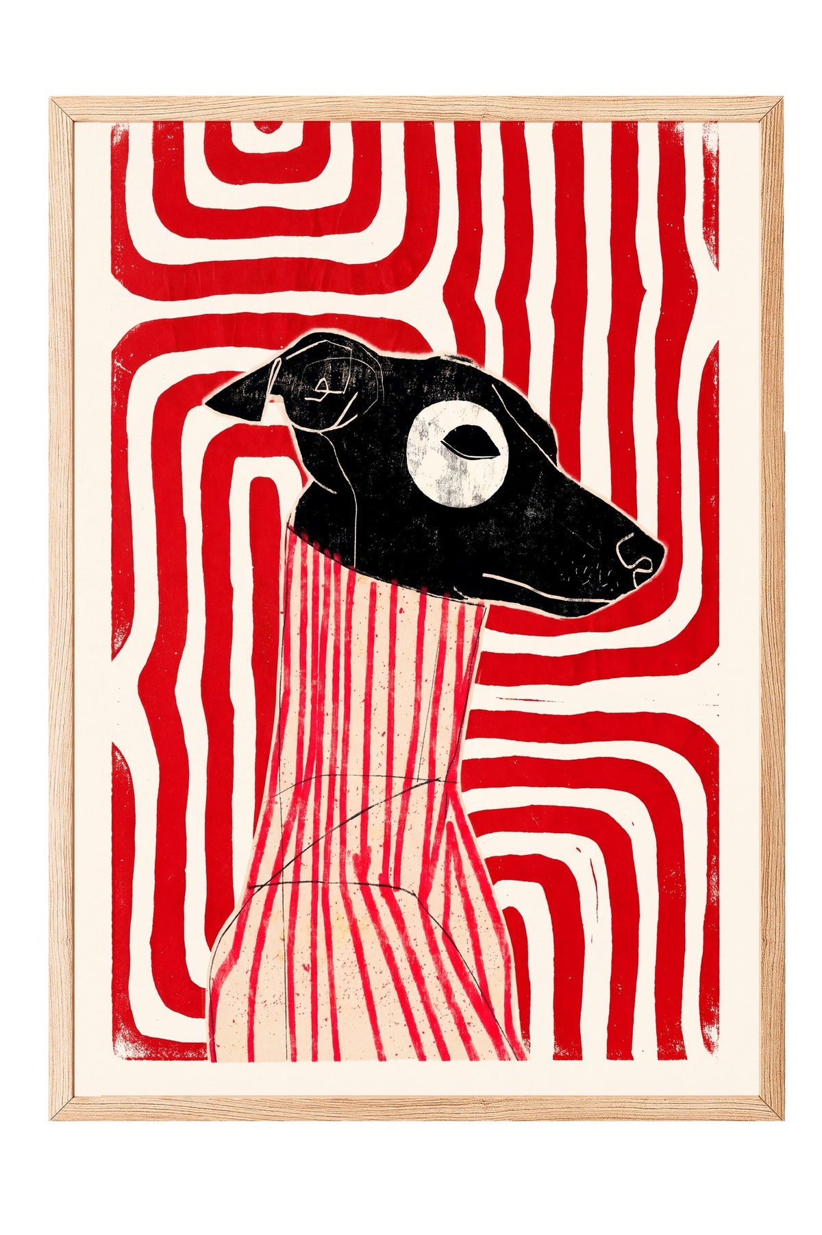 Soyut Köpek İllüstrasyonu Poster – Ahşap Çerçeveli Tablo