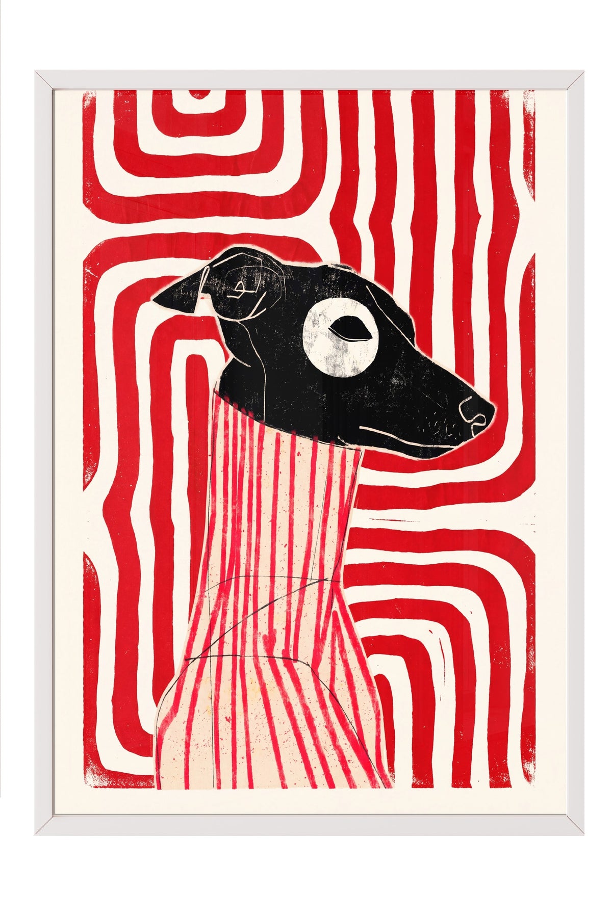 Soyut Köpek İllüstrasyonu Poster – Beyaz Çerçeveli Tablo