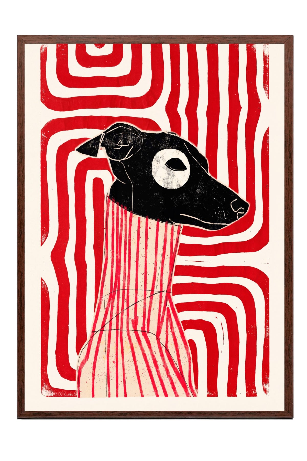 Soyut Köpek İllüstrasyonu Poster – Kahverengi Çerçeveli Tablo