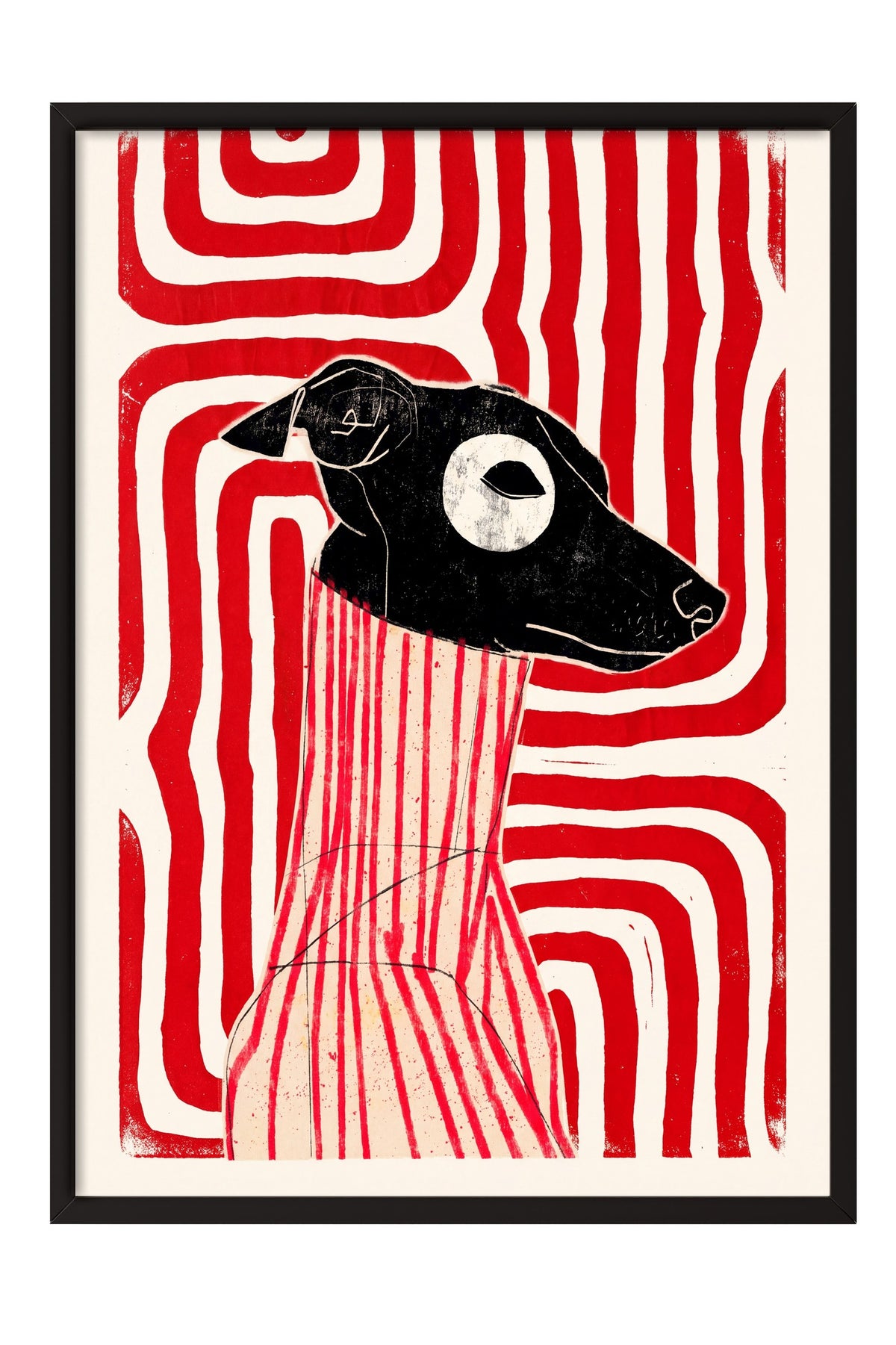 Soyut Köpek İllüstrasyonu Poster – Siyah Çerçeveli Tablo