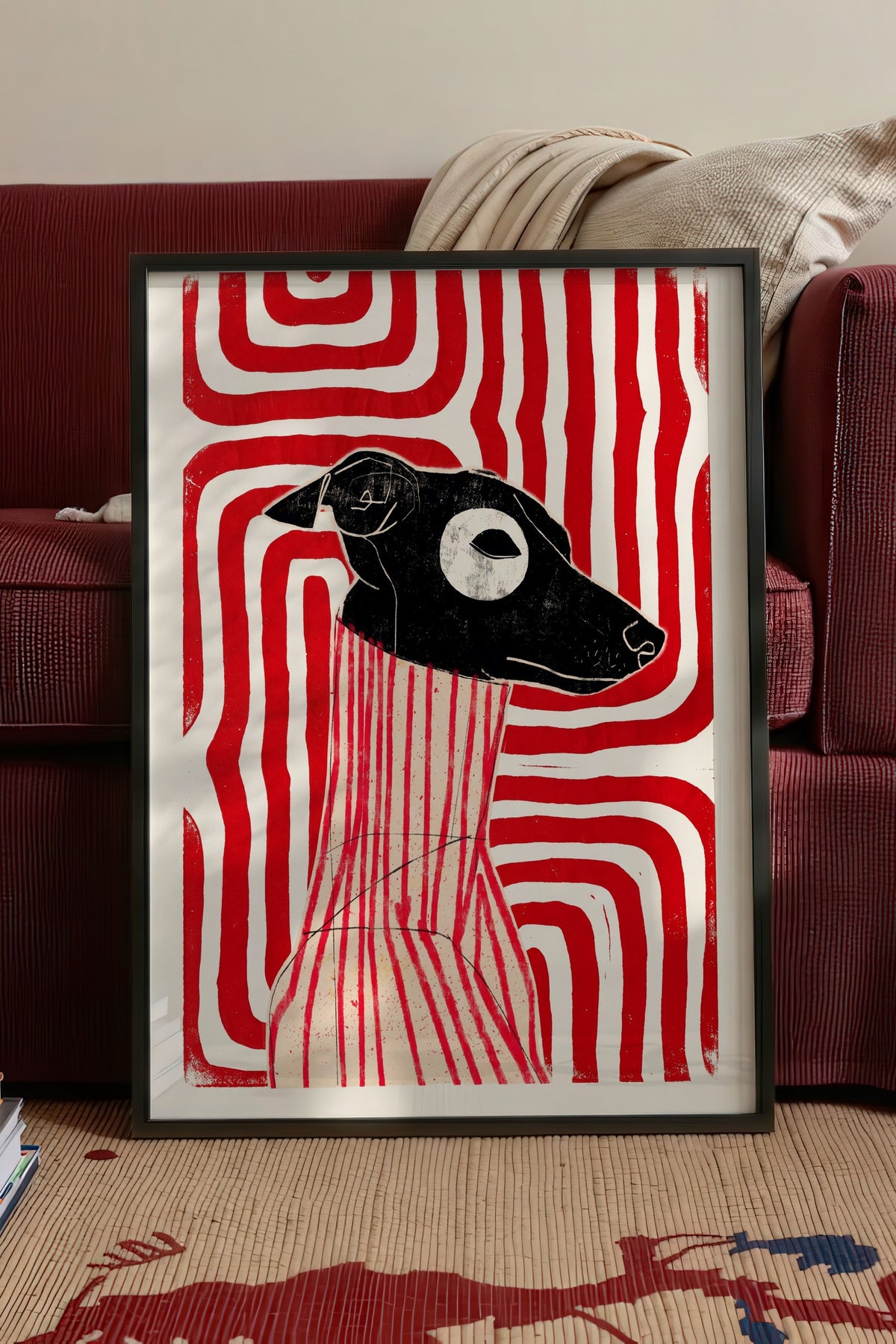 Soyut Köpek İllüstrasyonu Poster – Siyah Çerçeveli Tablo