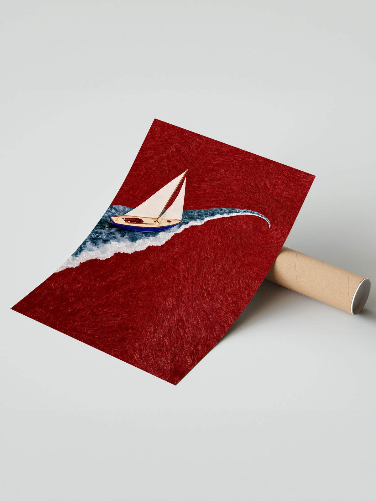 Dalga Üzerinde Yelkenli Çerçevesiz Poster