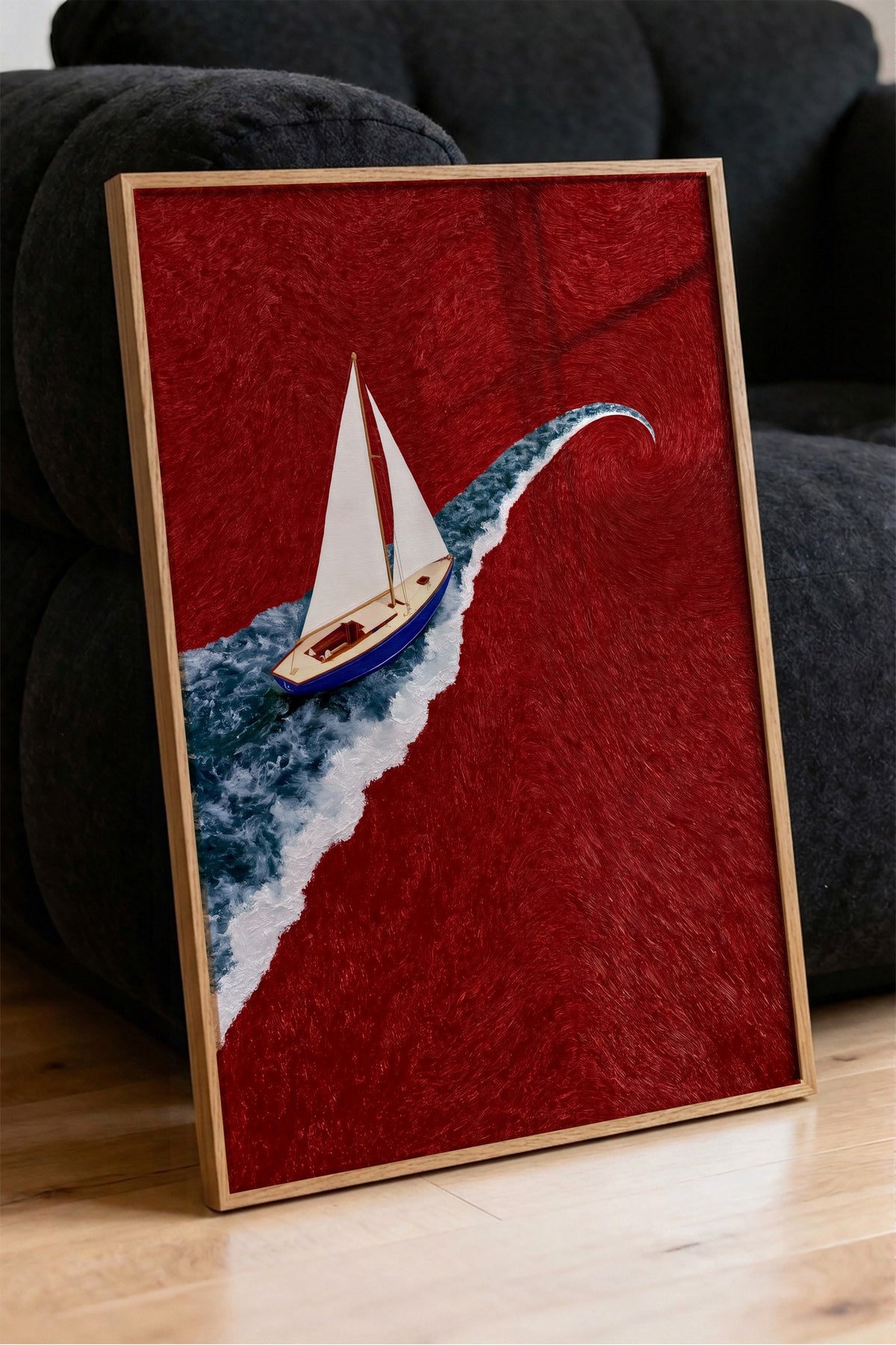 Dalga Üzerinde Yelkenli Poster – Ahşap Çerçeveli Tablo