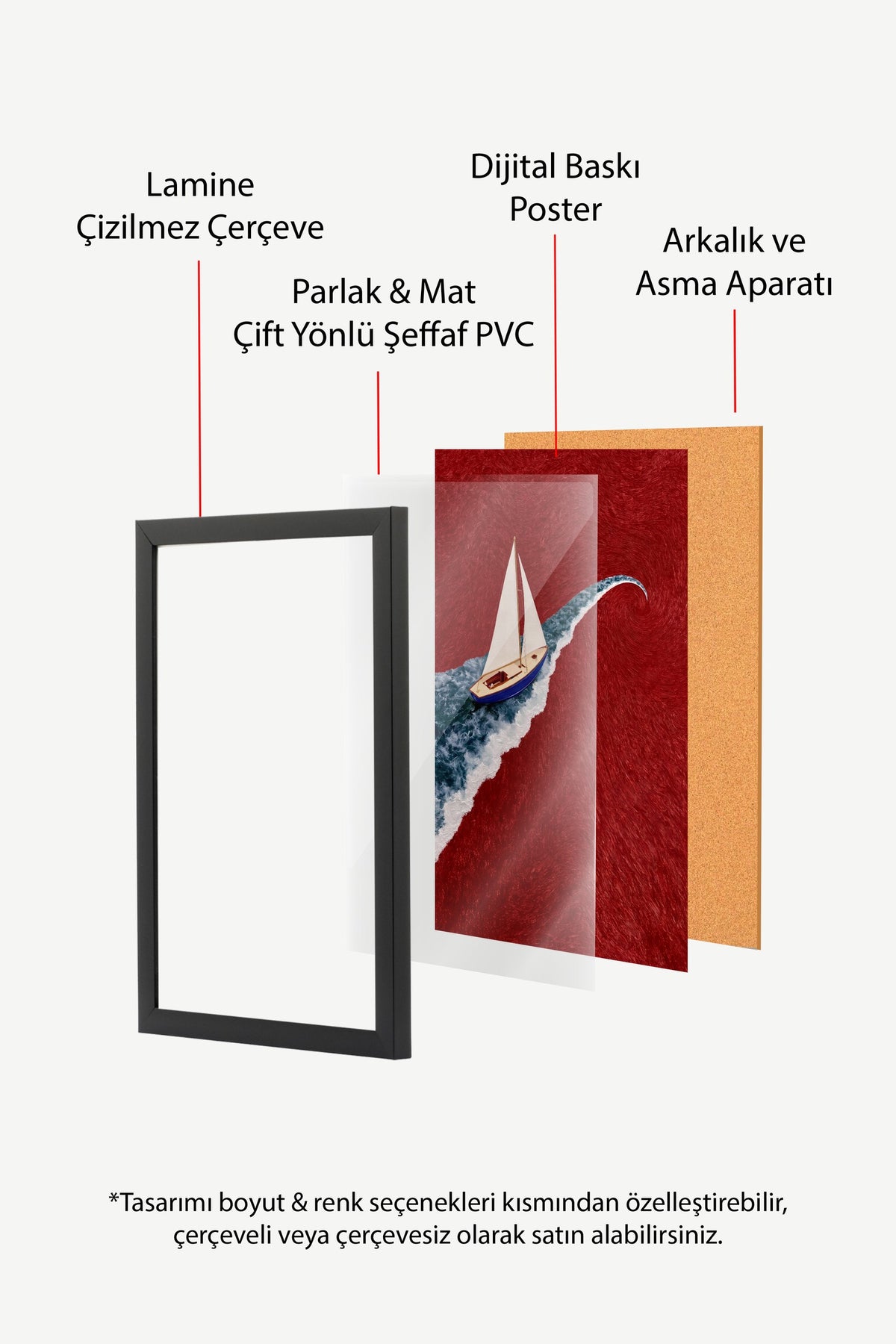 Dalga Üzerinde Yelkenli Poster – Siyah Çerçeveli Tablo