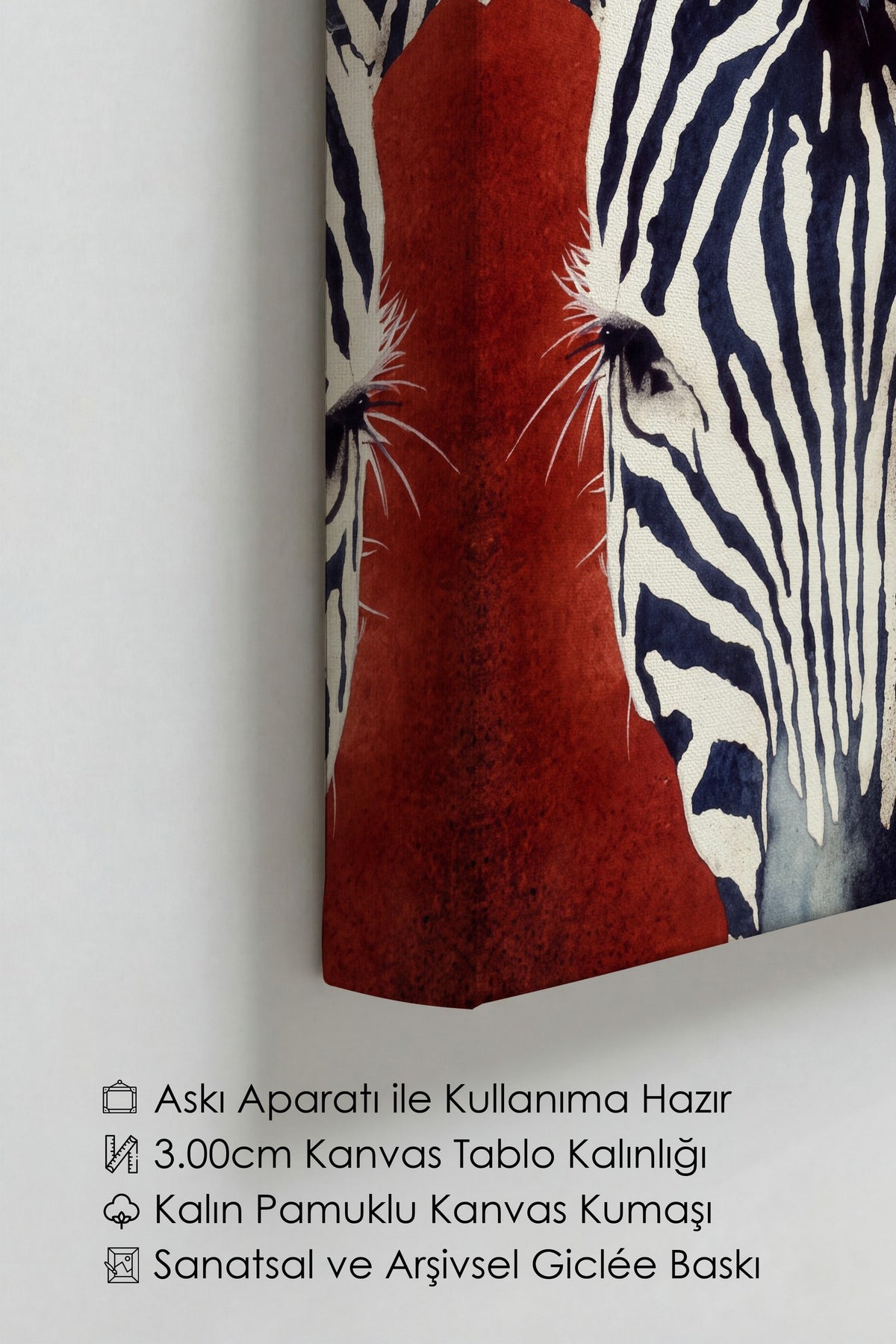 Etkileşim Halinde İki Zebra Kanvas Tablo