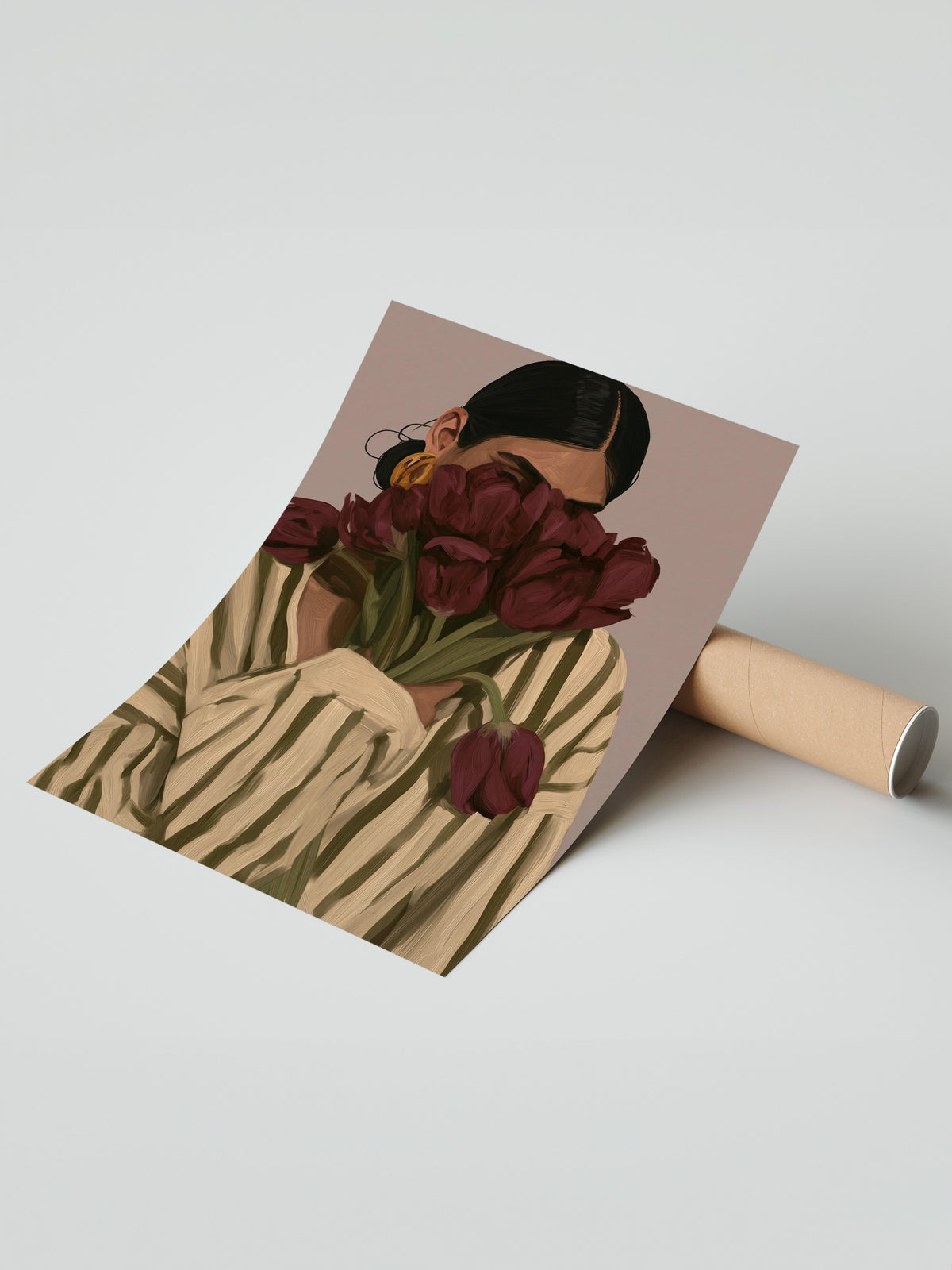 Çiçekli Kadın Figürü Çerçevesiz Poster