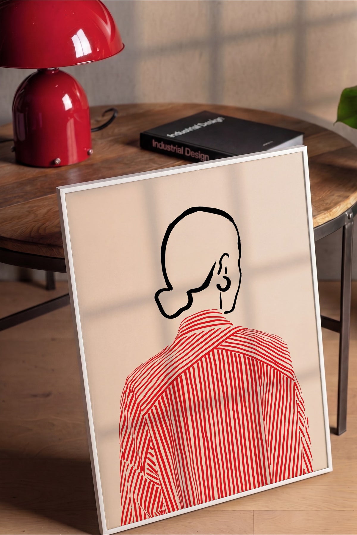 Çizgili Gömlekli Silüet Poster – Beyaz Çerçeveli Tablo