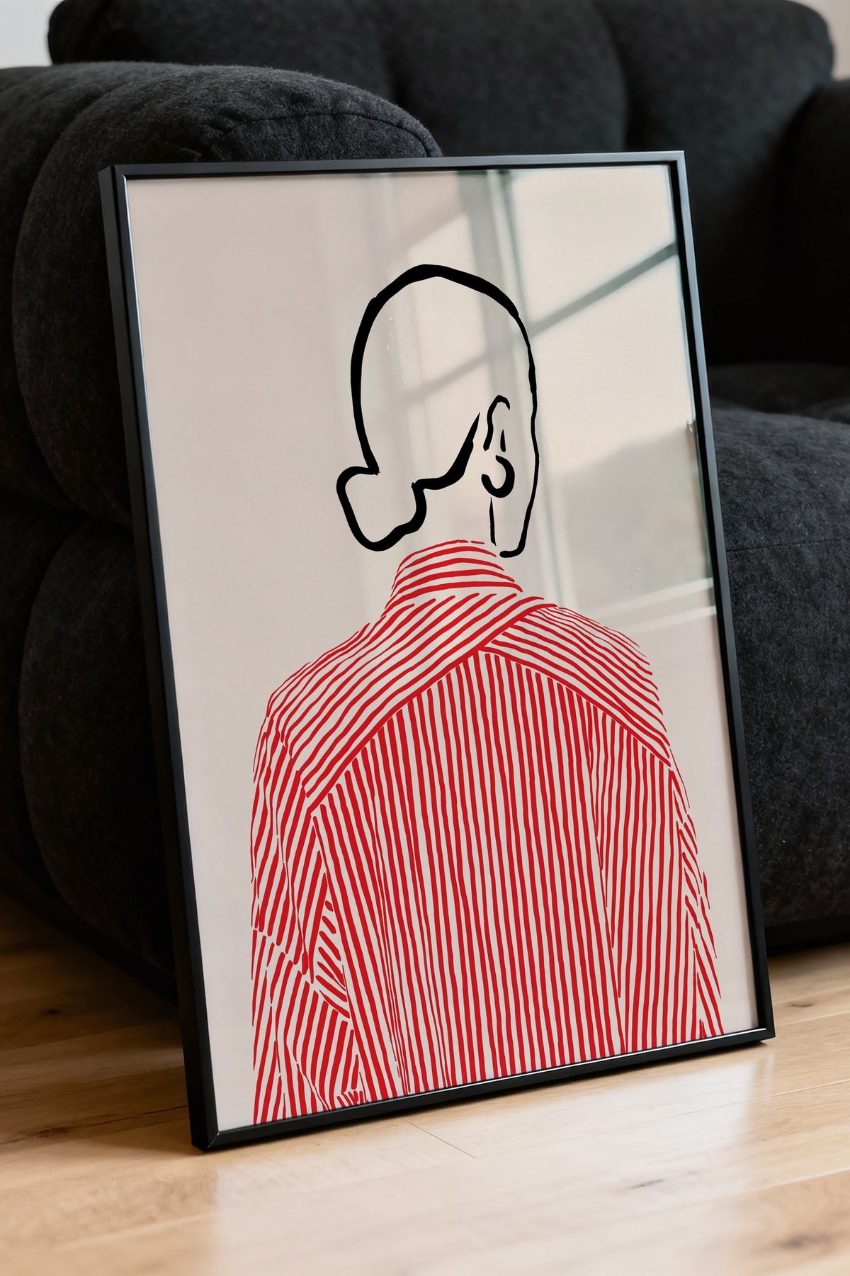 Çizgili Gömlekli Silüet Poster – Siyah Çerçeveli Tablo
