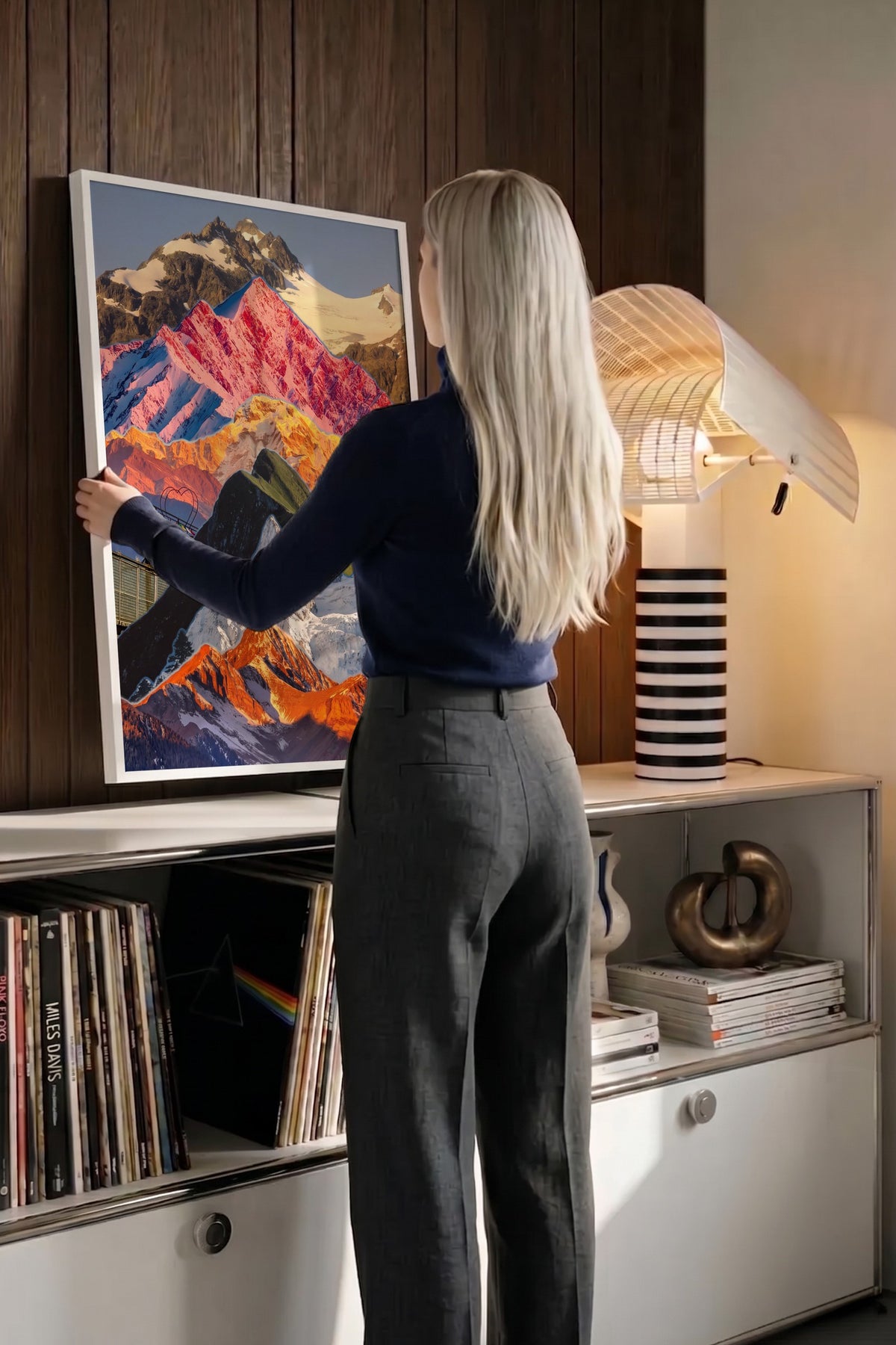Renkli Dağ Kolajı Poster – Beyaz Çerçeveli Tablo
