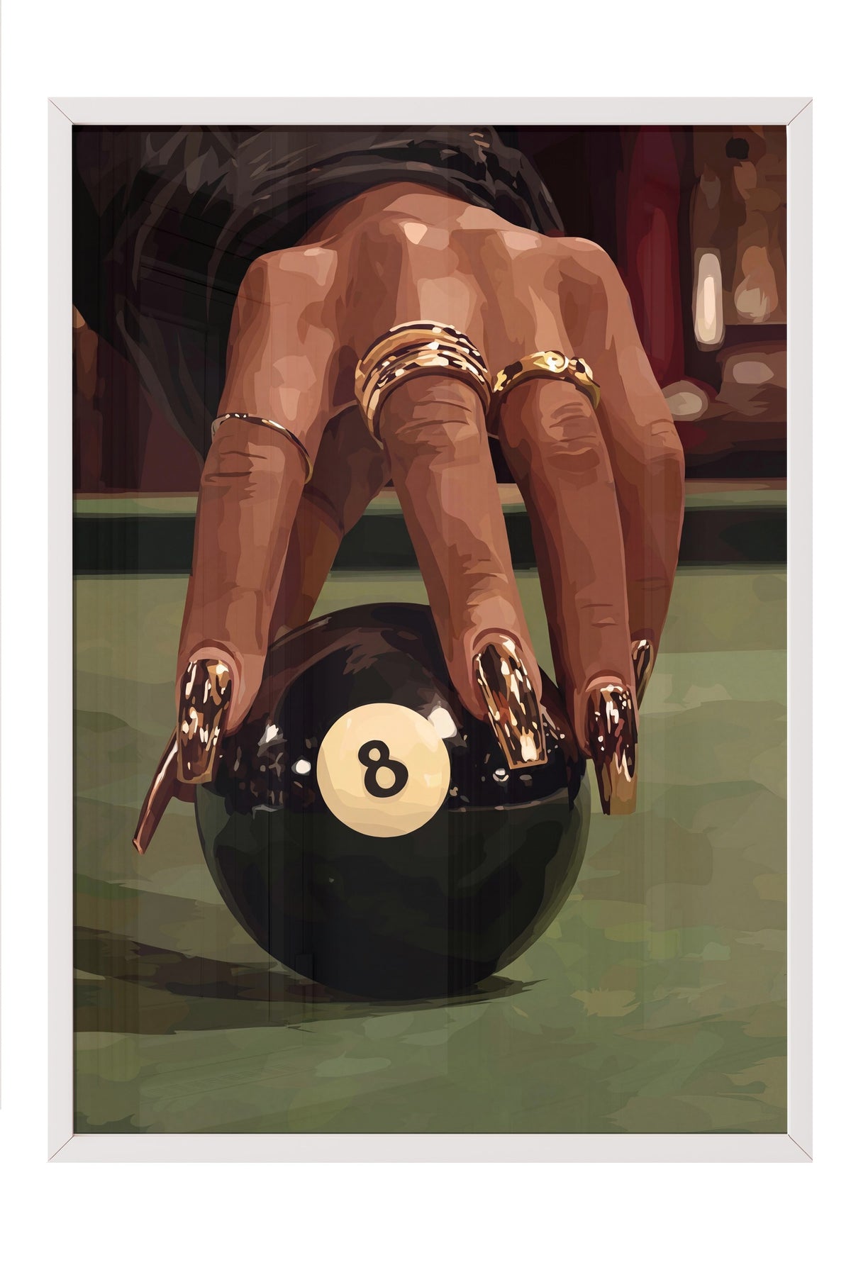 Bilardo Topu ve El Detayı Poster – Beyaz Çerçeveli Tablo