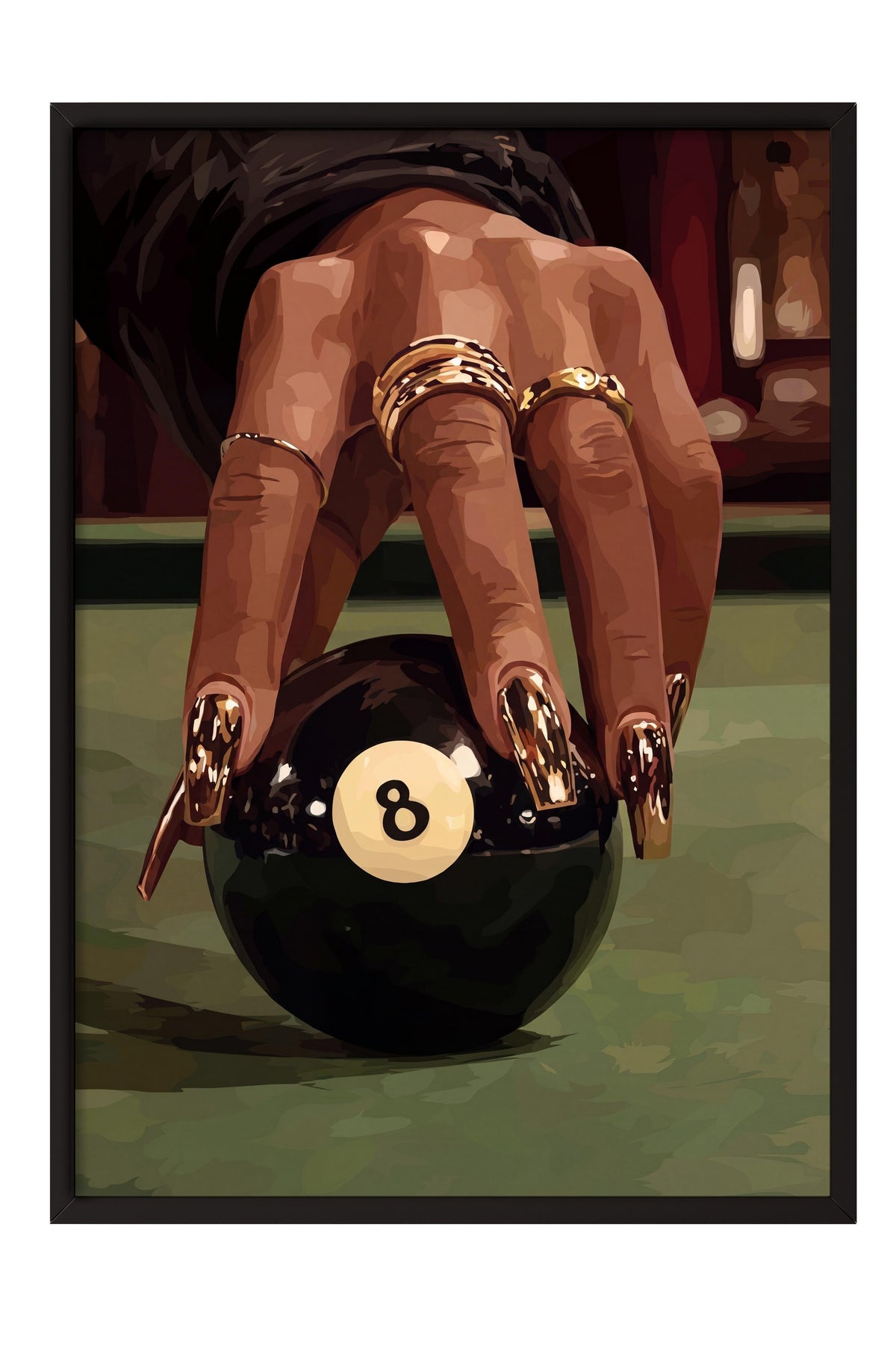 Bilardo Topu ve El Detayı Poster – Siyah Çerçeveli Tablo
