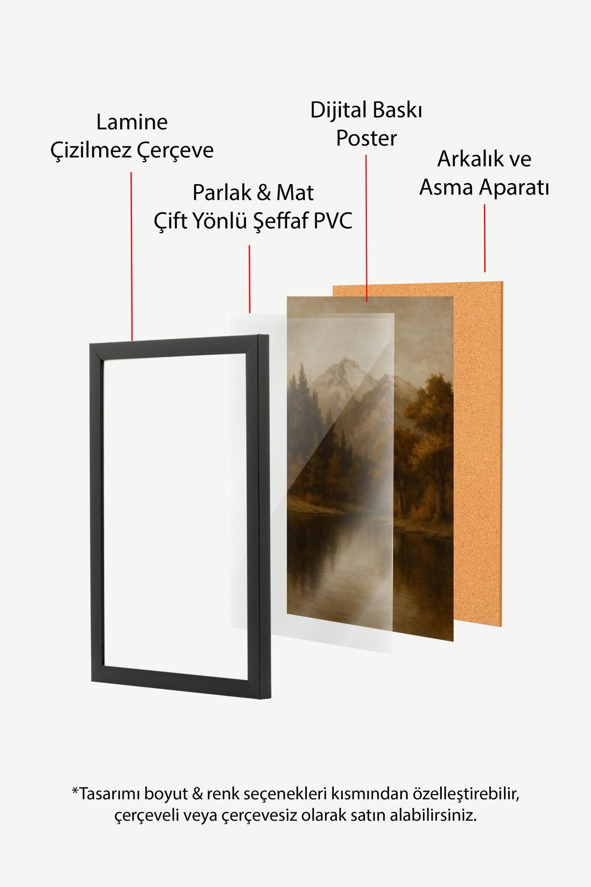 Dağ Manzarası ve Yansıma Poster – Siyah Çerçeveli Tablo